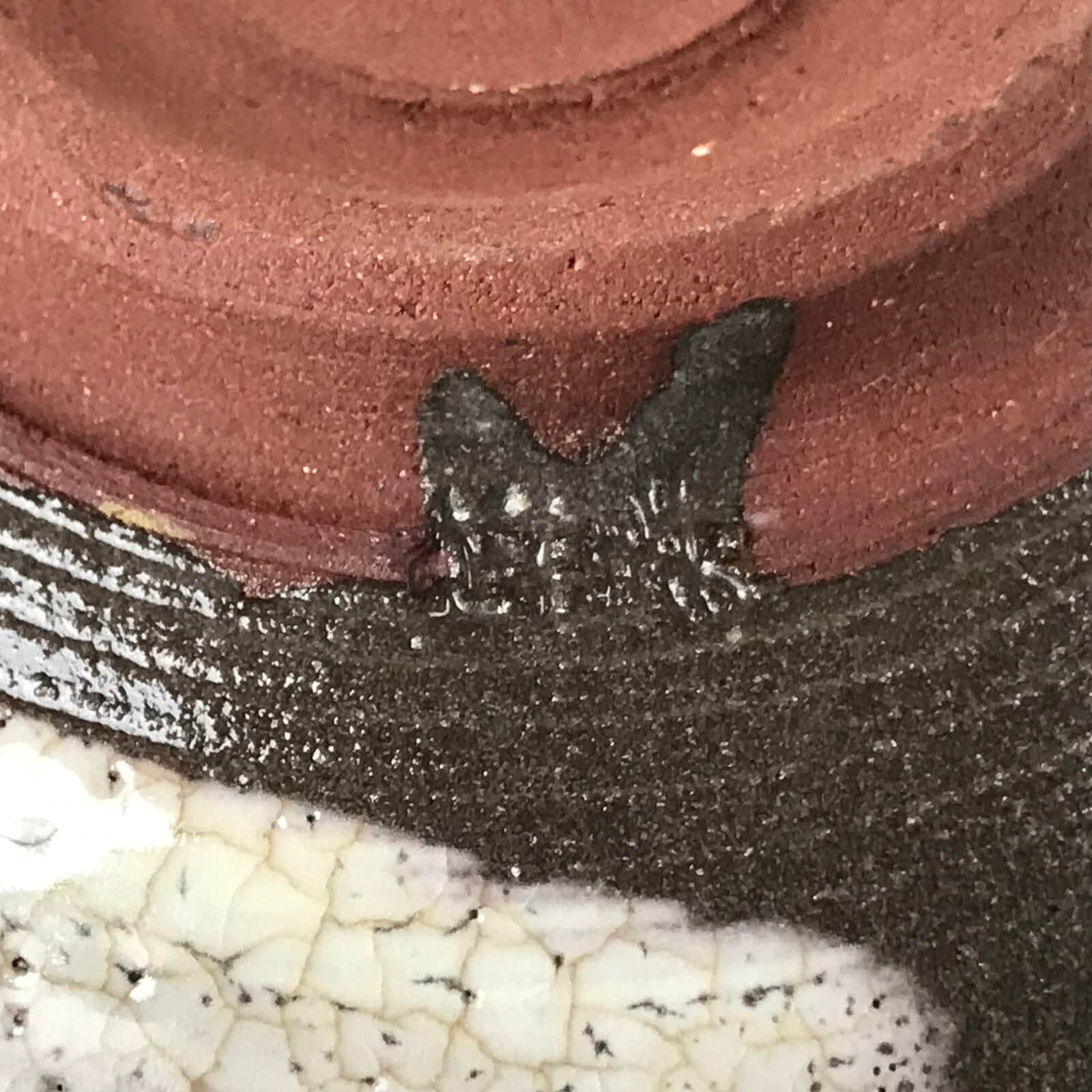 Japanese Ceramic Green Tea Bowl Matcha Chawan Vtg Mishima Brown Floral CHB34