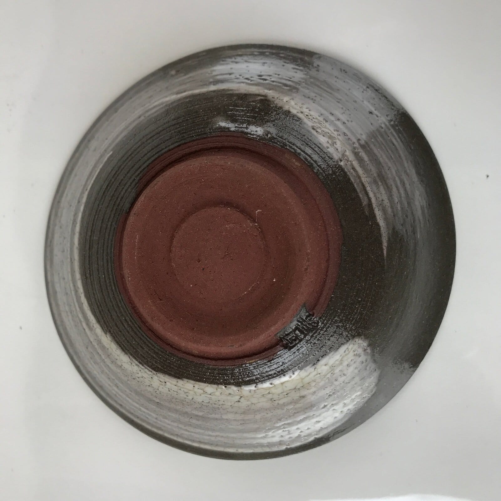 Japanese Ceramic Green Tea Bowl Matcha Chawan Vtg Mishima Brown Floral CHB34