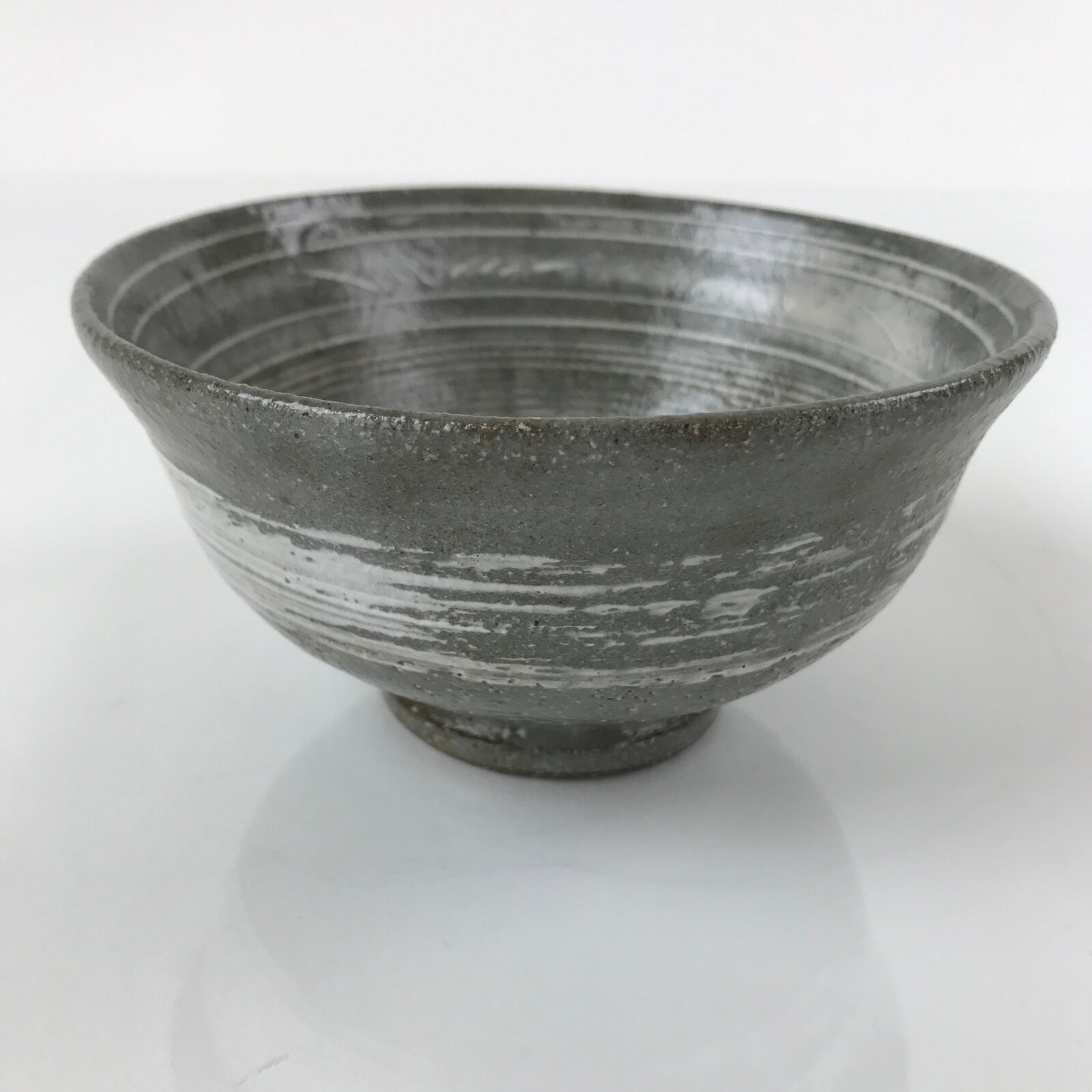 Japanese Ceramic Green Tea Bowl Matcha Chawan Vtg Mishima Gray White CHB32