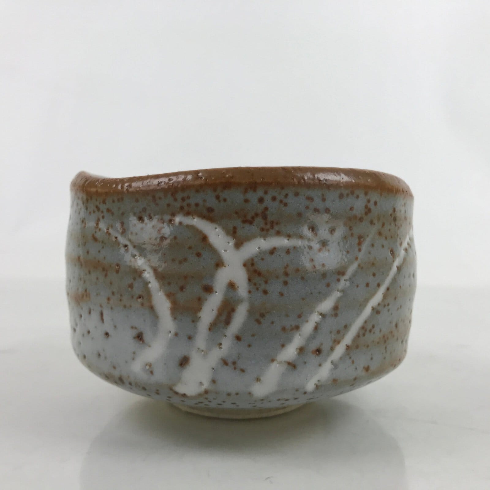 Japanese Ceramic Green Tea Bowl Matcha Chawan Vtg Nezumi Shino Ware CHB63