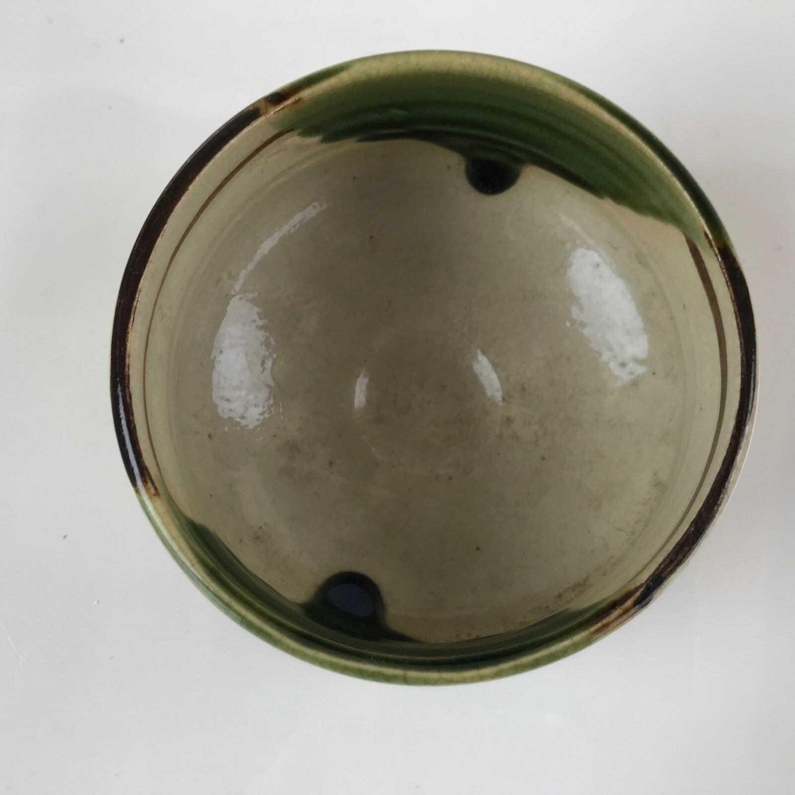 Japanese Ceramic Green Tea Bowl Matcha Chawan Vtg Oribe Ware Dojimari CHB36