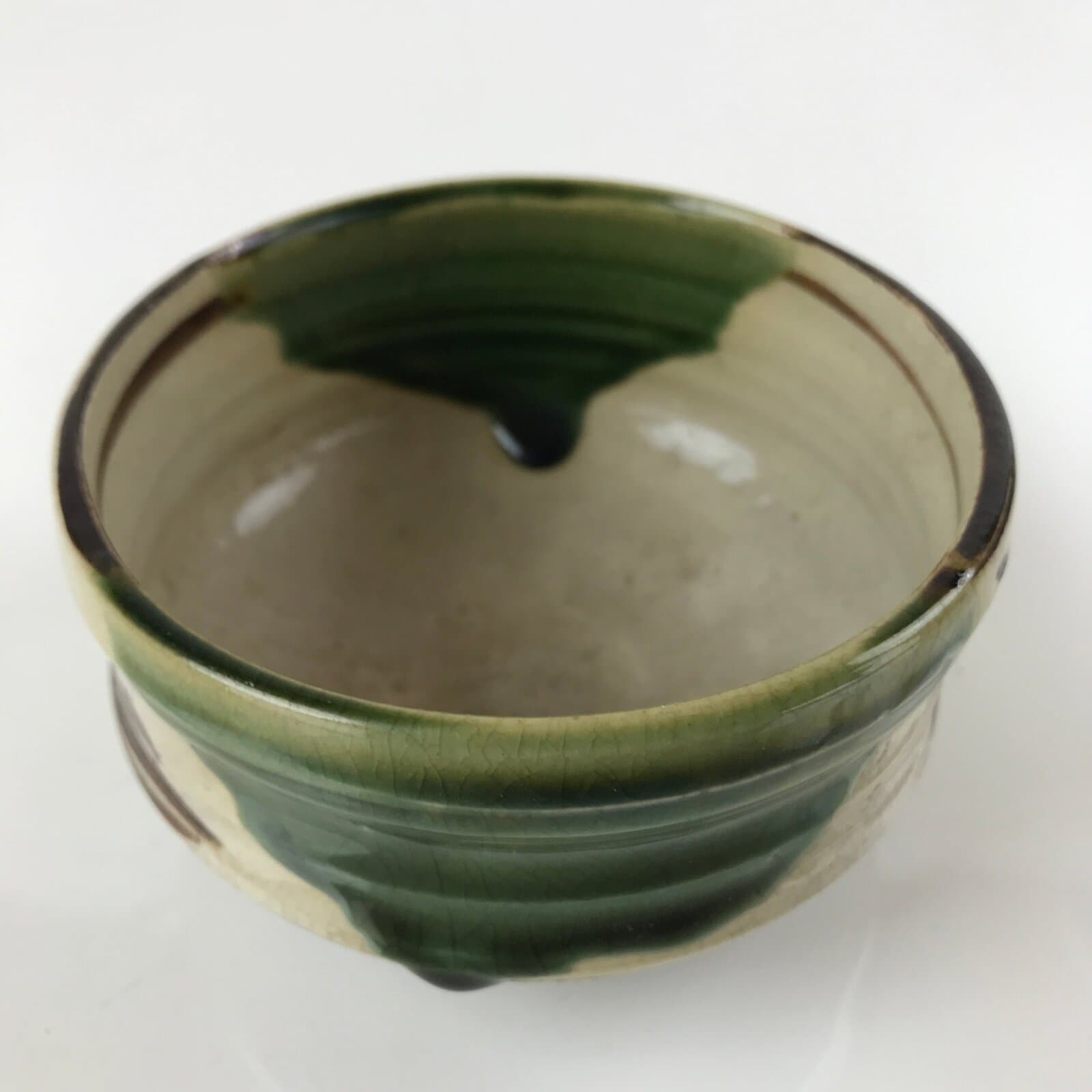 Japanese Ceramic Green Tea Bowl Matcha Chawan Vtg Oribe Ware Dojimari CHB36