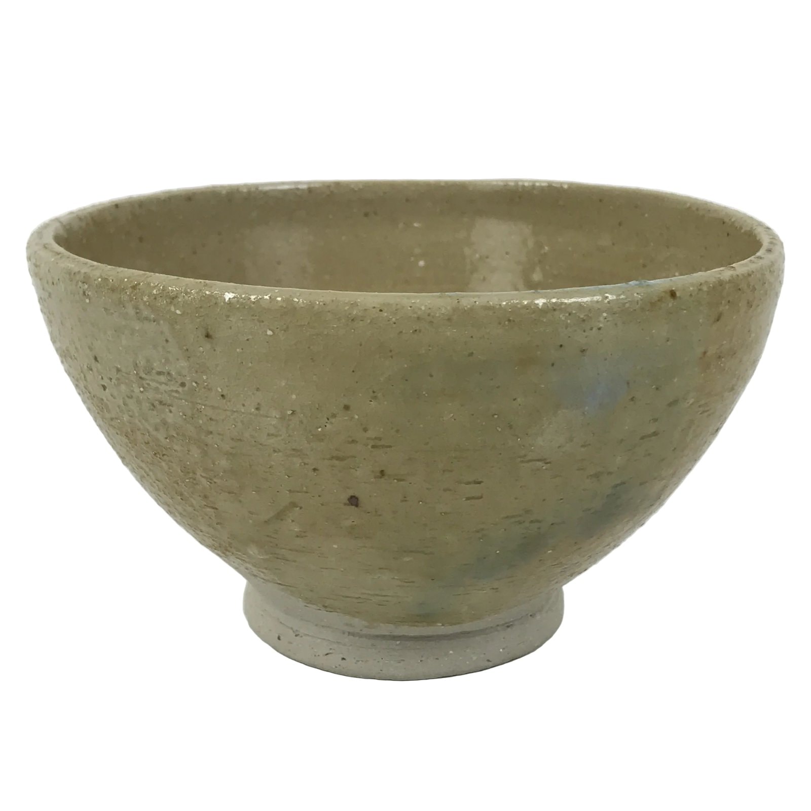 Japanese Ceramic Green Tea Bowl Matcha Chawan Vtg Pottery Beige Blue CHB115