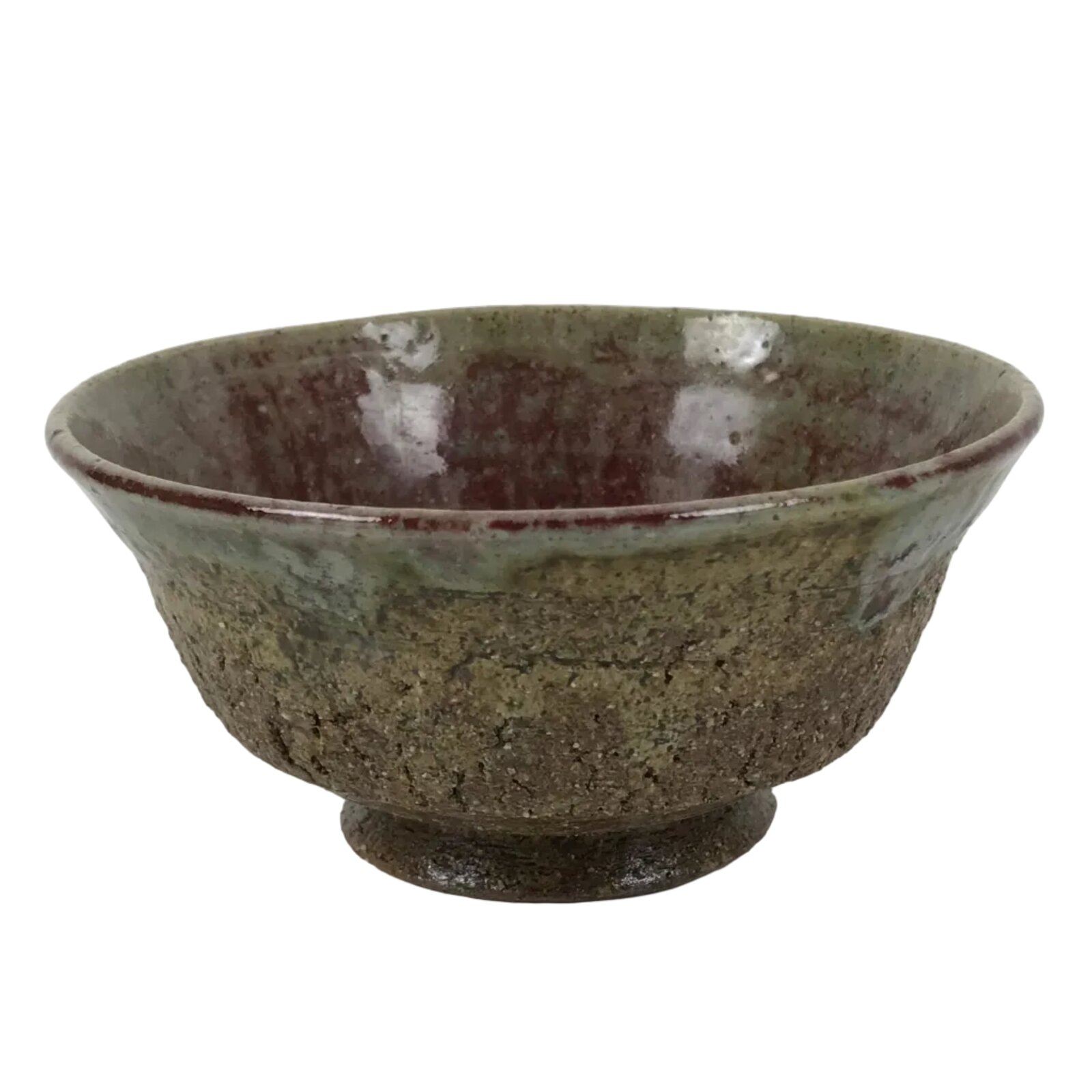 Japanese Ceramic Green Tea Bowl Matcha Chawan Vtg Pottery Brown Green CHB120