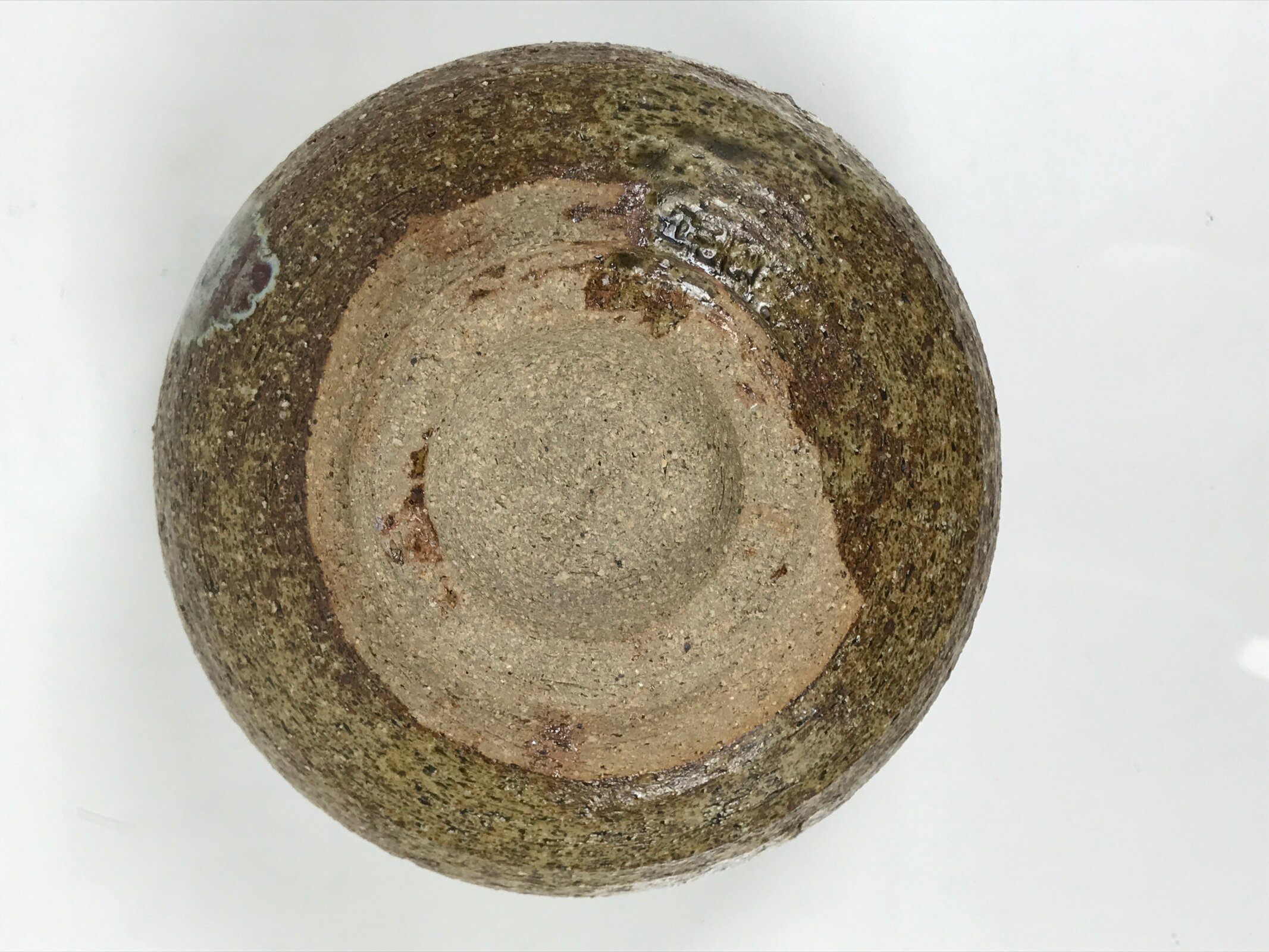 Japanese Ceramic Green Tea Bowl Matcha Chawan Vtg Pottery Brown Green CHB122