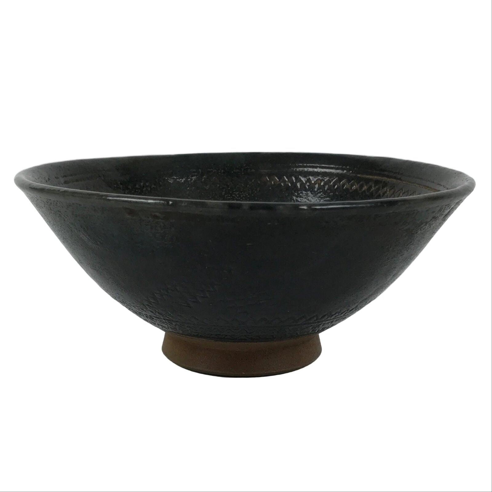 Japanese Ceramic Green Tea Bowl Matcha Chawan Vtg Pottery Gray Brown CHB119