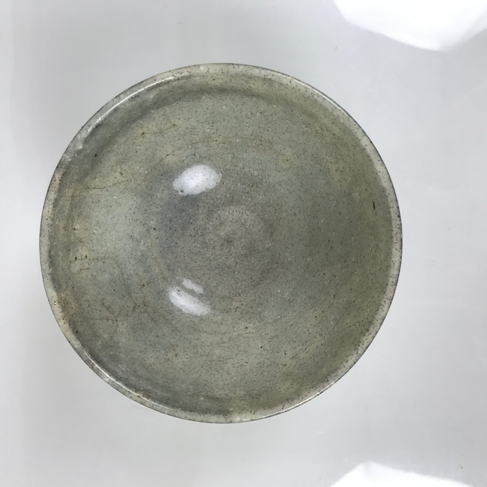 Japanese Ceramic Green Tea Bowl Matcha Chawan Vtg Pottery Gray Brown CHB124