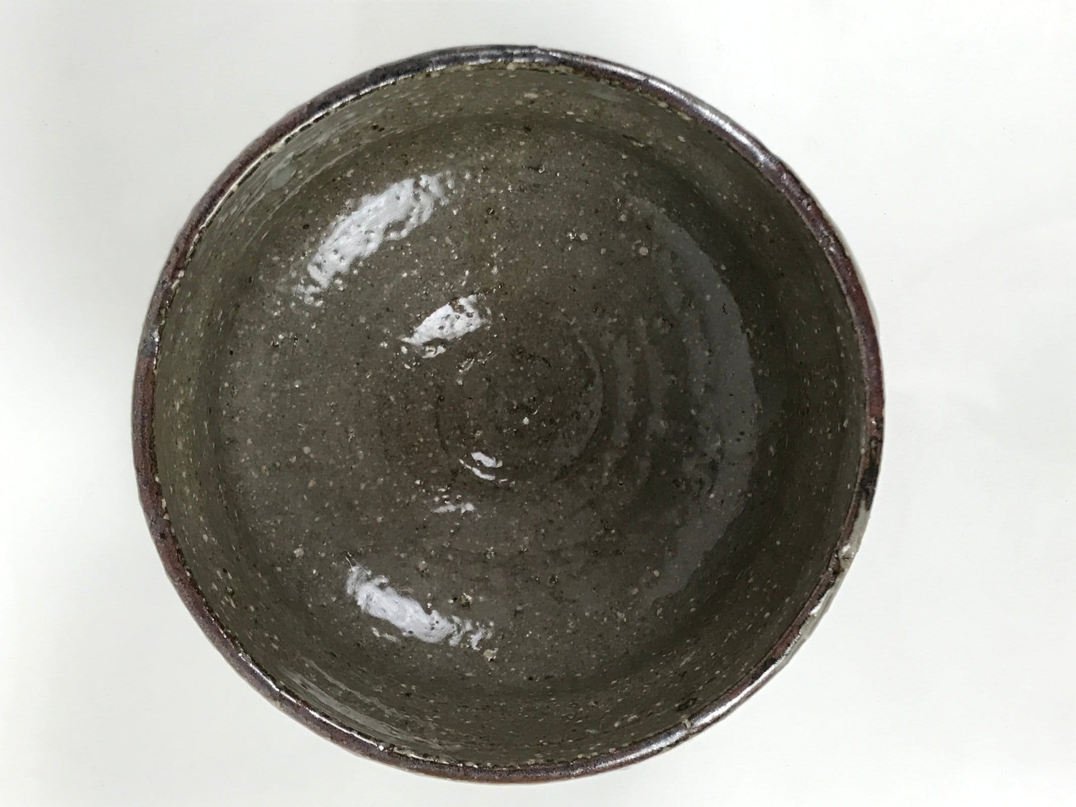 Japanese Ceramic Green Tea Bowl Matcha Chawan Vtg Pottery Gray White CHB136