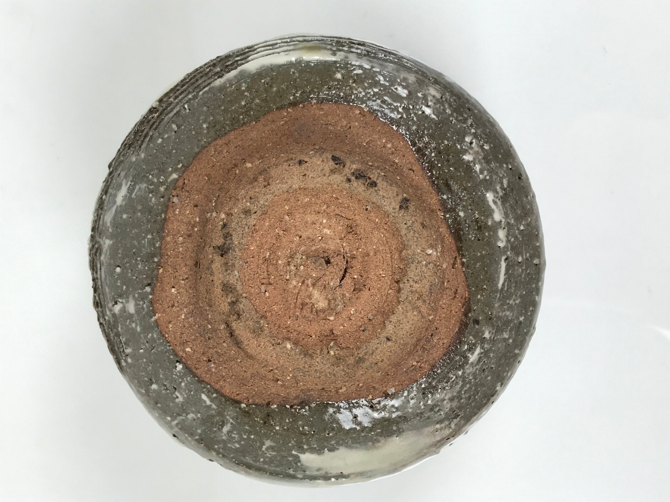 Japanese Ceramic Green Tea Bowl Matcha Chawan Vtg Pottery Gray White CHB136