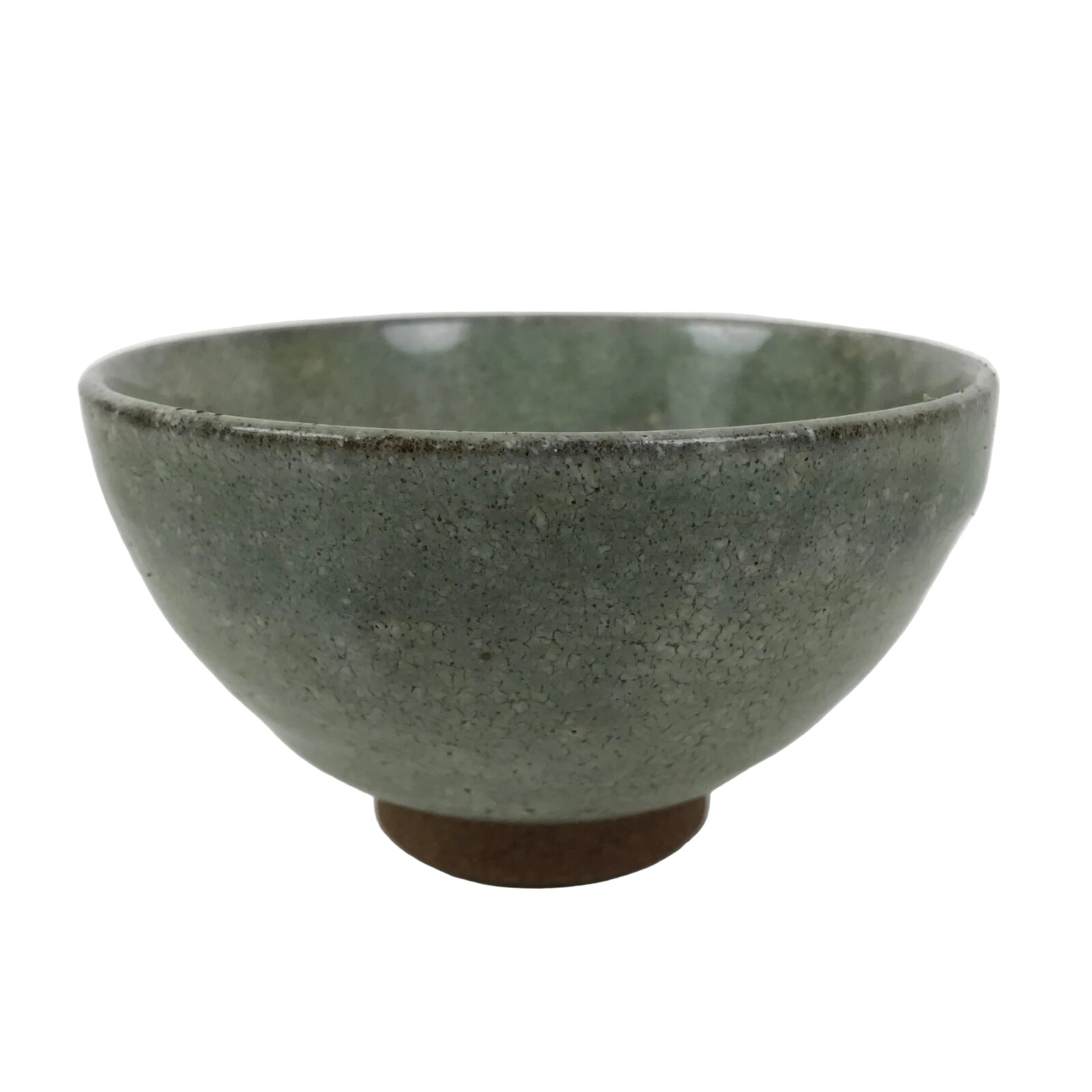 Japanese Ceramic Green Tea Bowl Matcha Chawan Vtg Pottery Green Brown CHB125