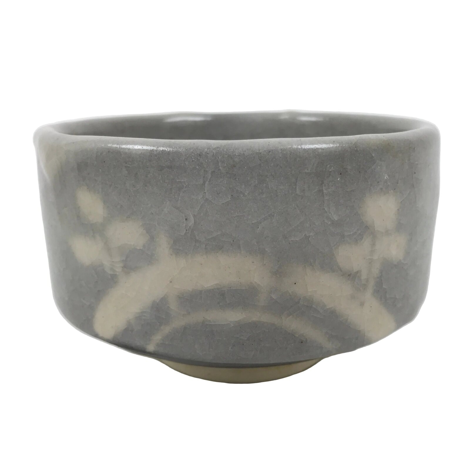 Japanese Ceramic Green Tea Bowl Matcha Chawan Vtg Shino Ware Gray Pottery CHB128