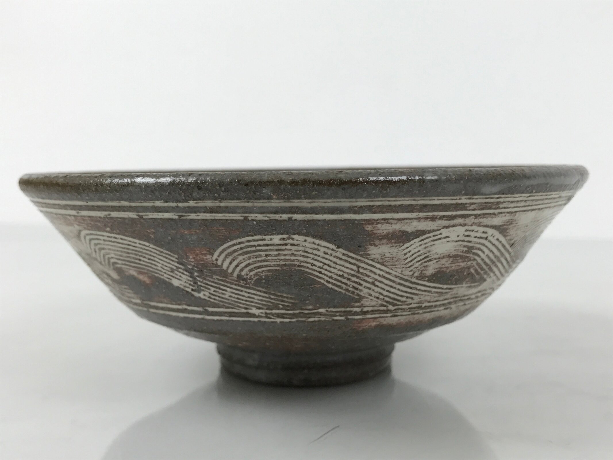 Japanese Ceramic Green Tea Bowl Summer Matcha Chawan Gray Mishima Shallow SCW9