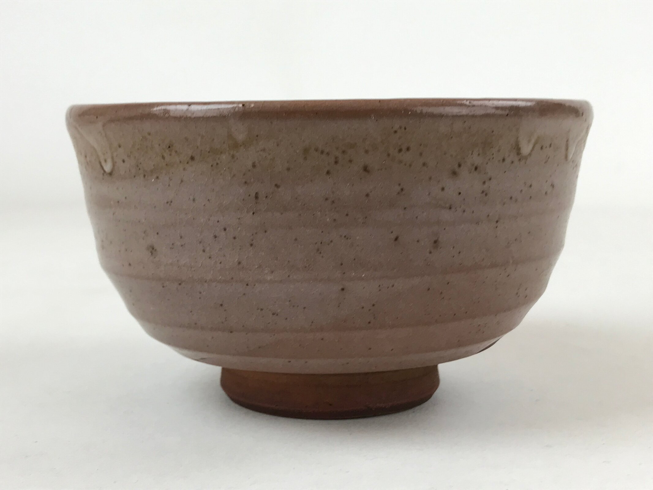 Japanese Ceramic Green Tea Bowl Vtg Fish Brown Aka Oribe Matcha Chawan CHB13