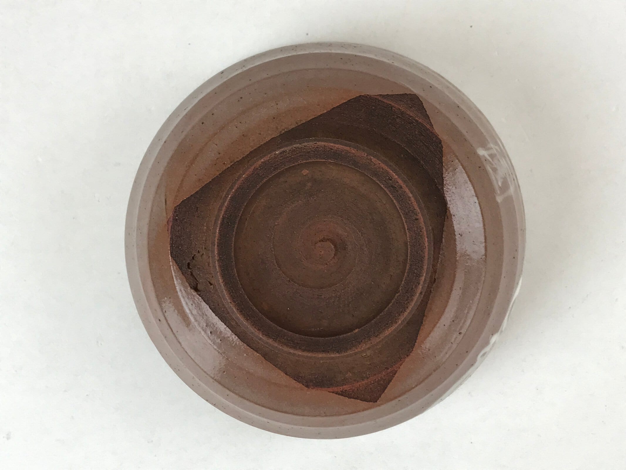 Japanese Ceramic Green Tea Bowl Vtg Fish Brown Aka Oribe Matcha Chawan CHB13