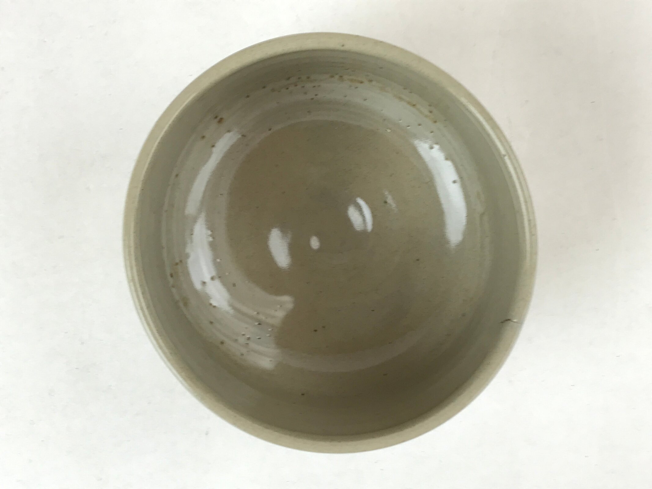 Japanese Ceramic Green Tea Bowl Vtg Hakeme White Sunrise Matcha Chawan CHB19
