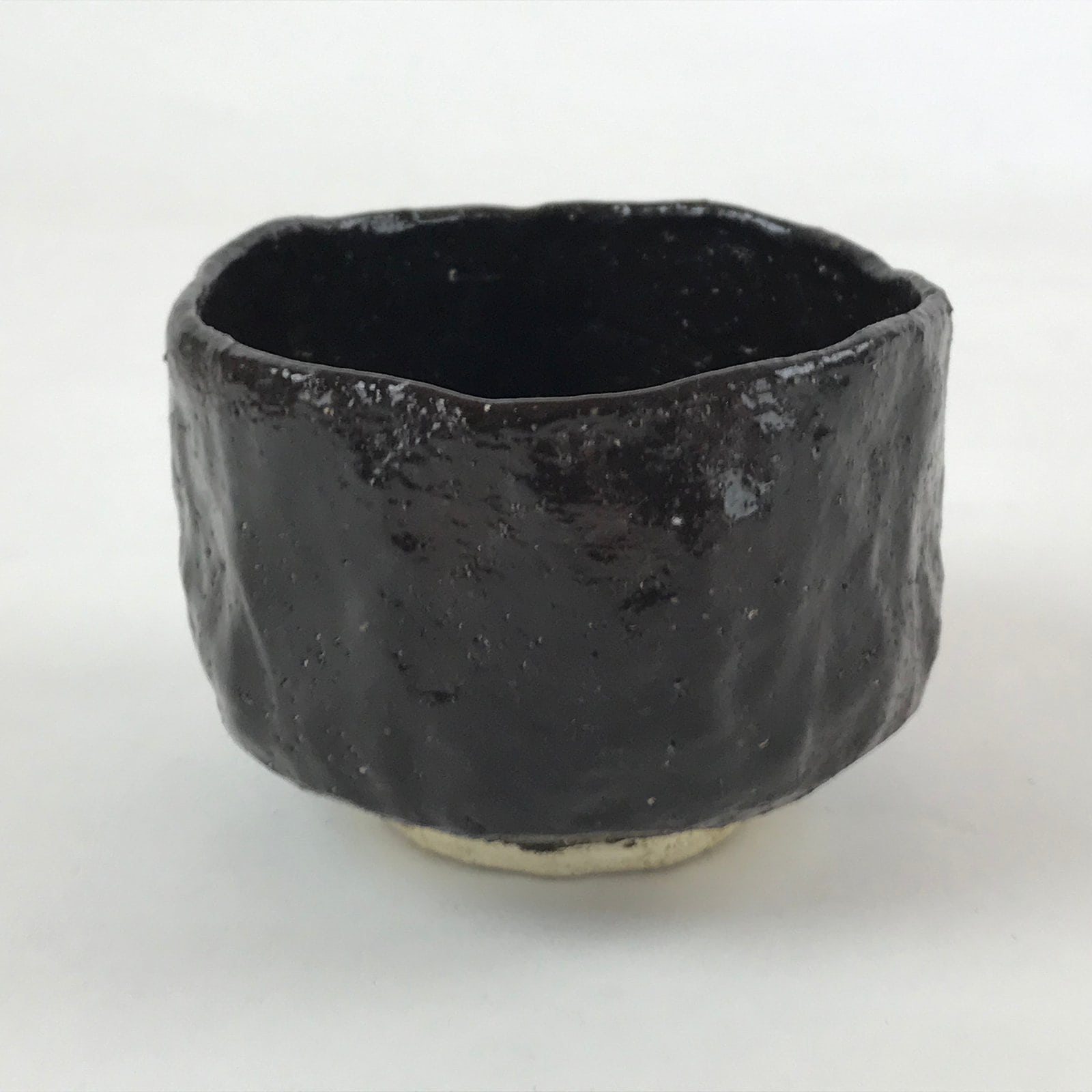 Japanese Ceramic Green Tea Bowl Vtg Rakuyaki Dark Brown Matcha Chawan GTB996