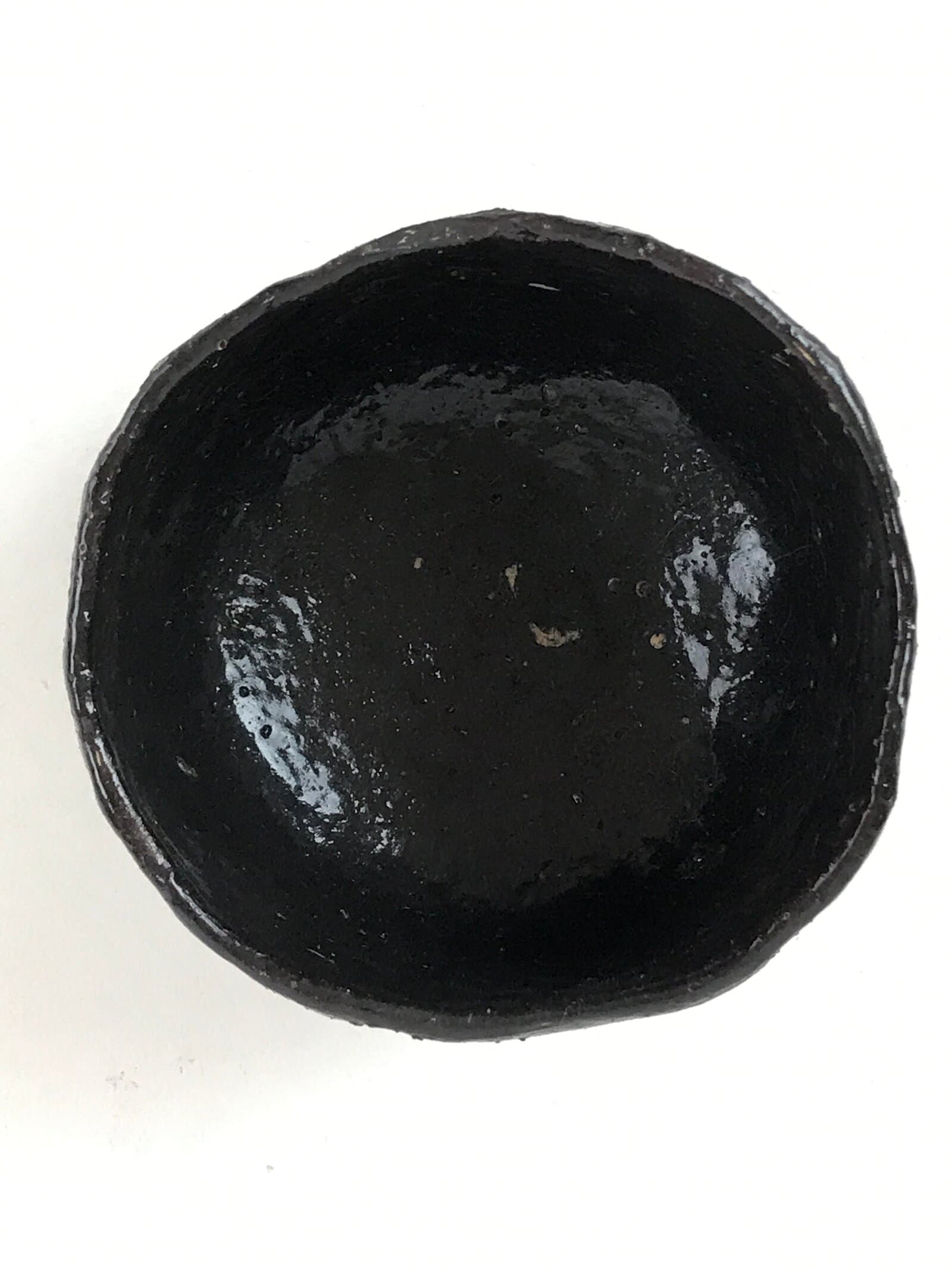 Japanese Ceramic Green Tea Bowl Vtg Rakuyaki Dark Brown Matcha Chawan GTB996