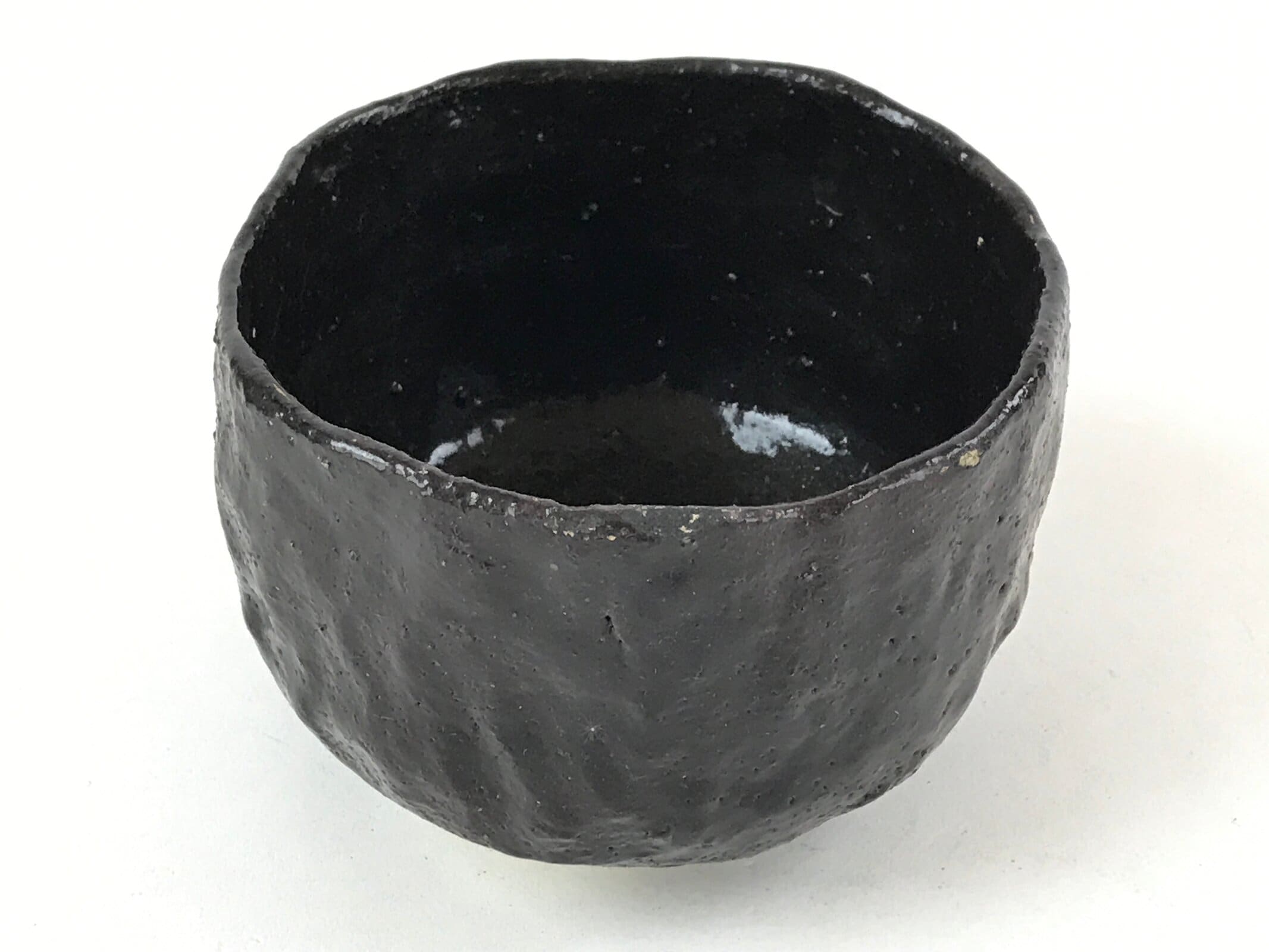 Japanese Ceramic Green Tea Bowl Vtg Rakuyaki Dark Brown Matcha Chawan GTB996