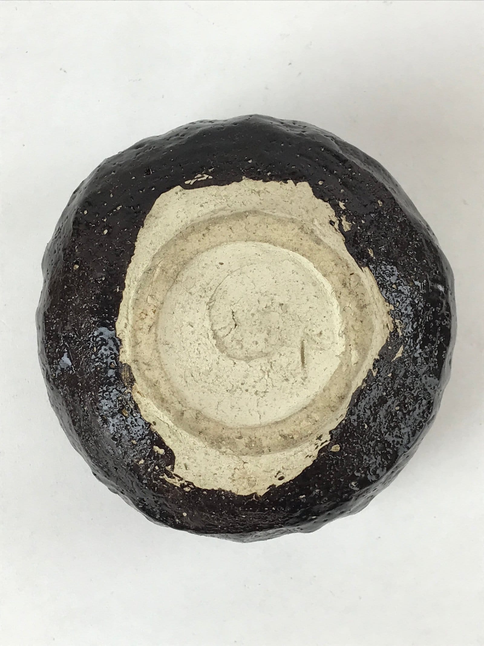 Japanese Ceramic Green Tea Bowl Vtg Rakuyaki Dark Brown Matcha Chawan GTB996