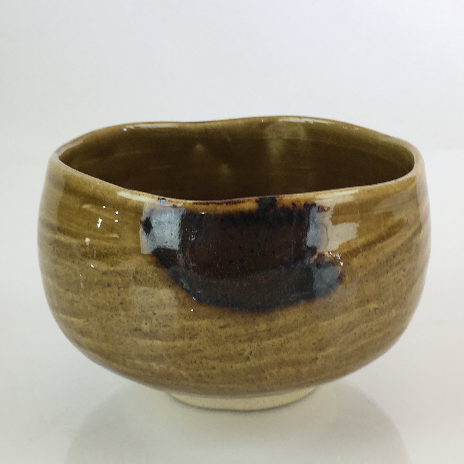 Japanese Ceramic Green Tea Ceremony Bowl Vtg Chawan Brown Glaze Pottery GTB952