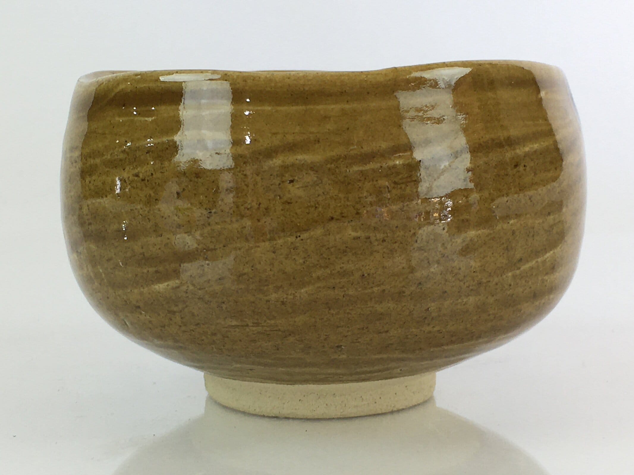 Japanese Ceramic Green Tea Ceremony Bowl Vtg Chawan Brown Glaze Pottery GTB952