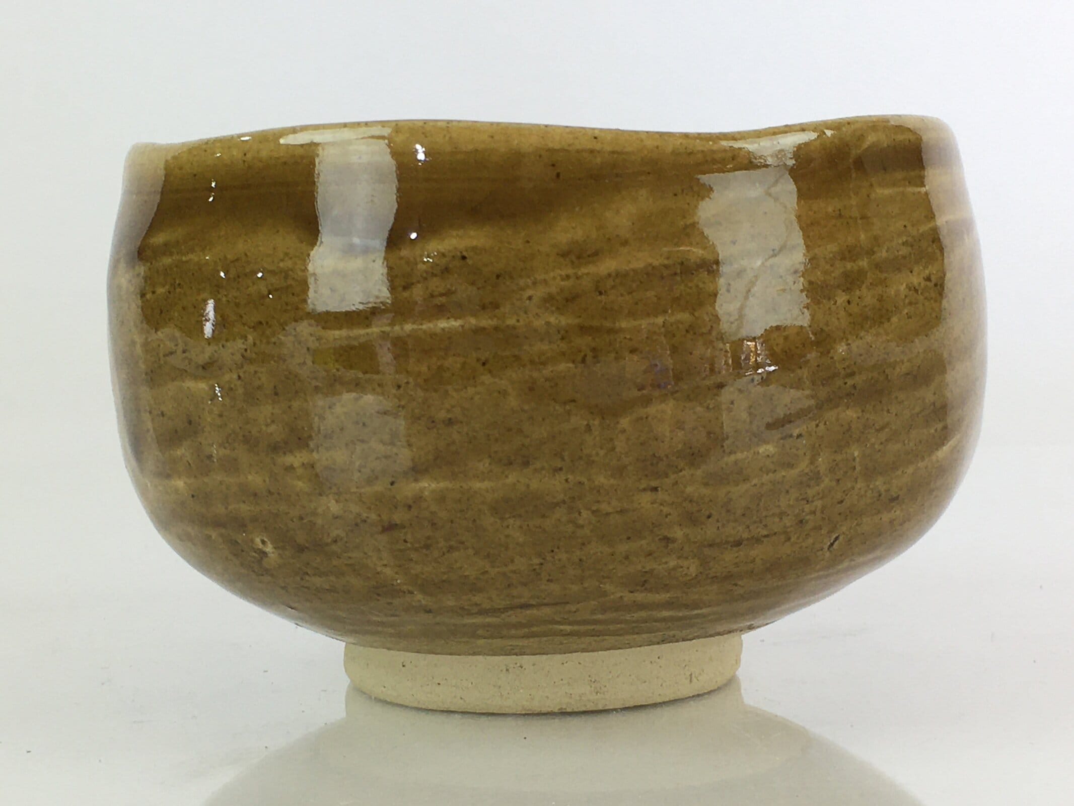 Japanese Ceramic Green Tea Ceremony Bowl Vtg Chawan Brown Glaze Pottery GTB952