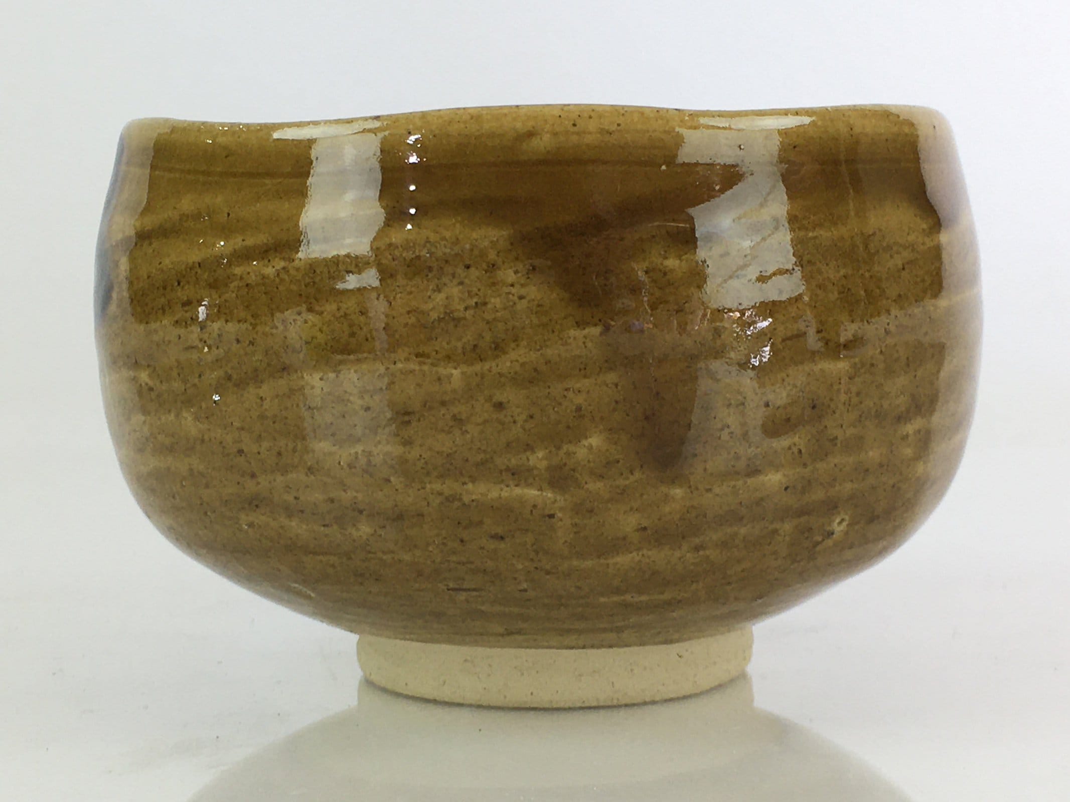 Japanese Ceramic Green Tea Ceremony Bowl Vtg Chawan Brown Glaze Pottery GTB952