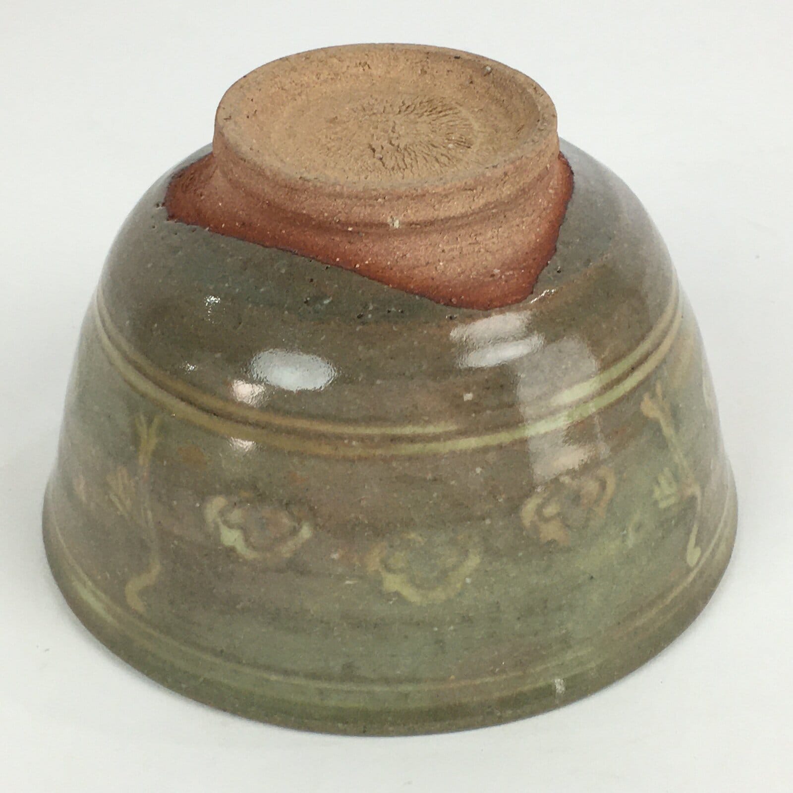 Japanese Ceramic Green Tea Ceremony Bowl Vtg Matcha Chawan Crane Pottery GTB912