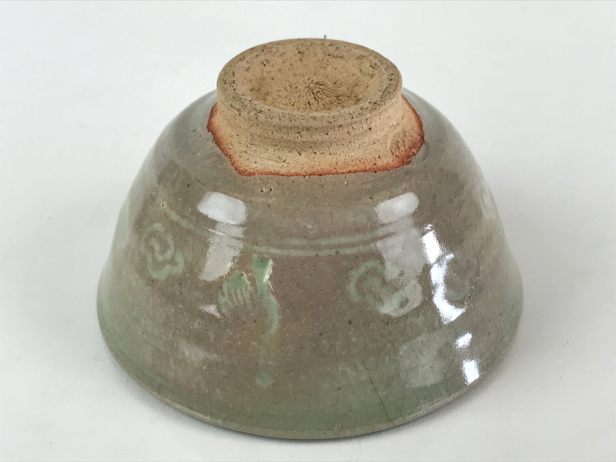 Japanese Ceramic Green Tea Ceremony Bowl Vtg Matcha Chawan Crane Pottery GTB970