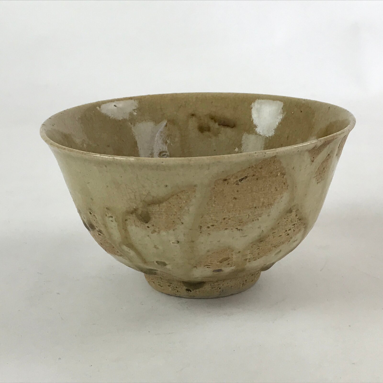 Japanese Ceramic Hagi Ware Donburi Bowl Vtg Beige Soba Udon Noodle Soup PY547