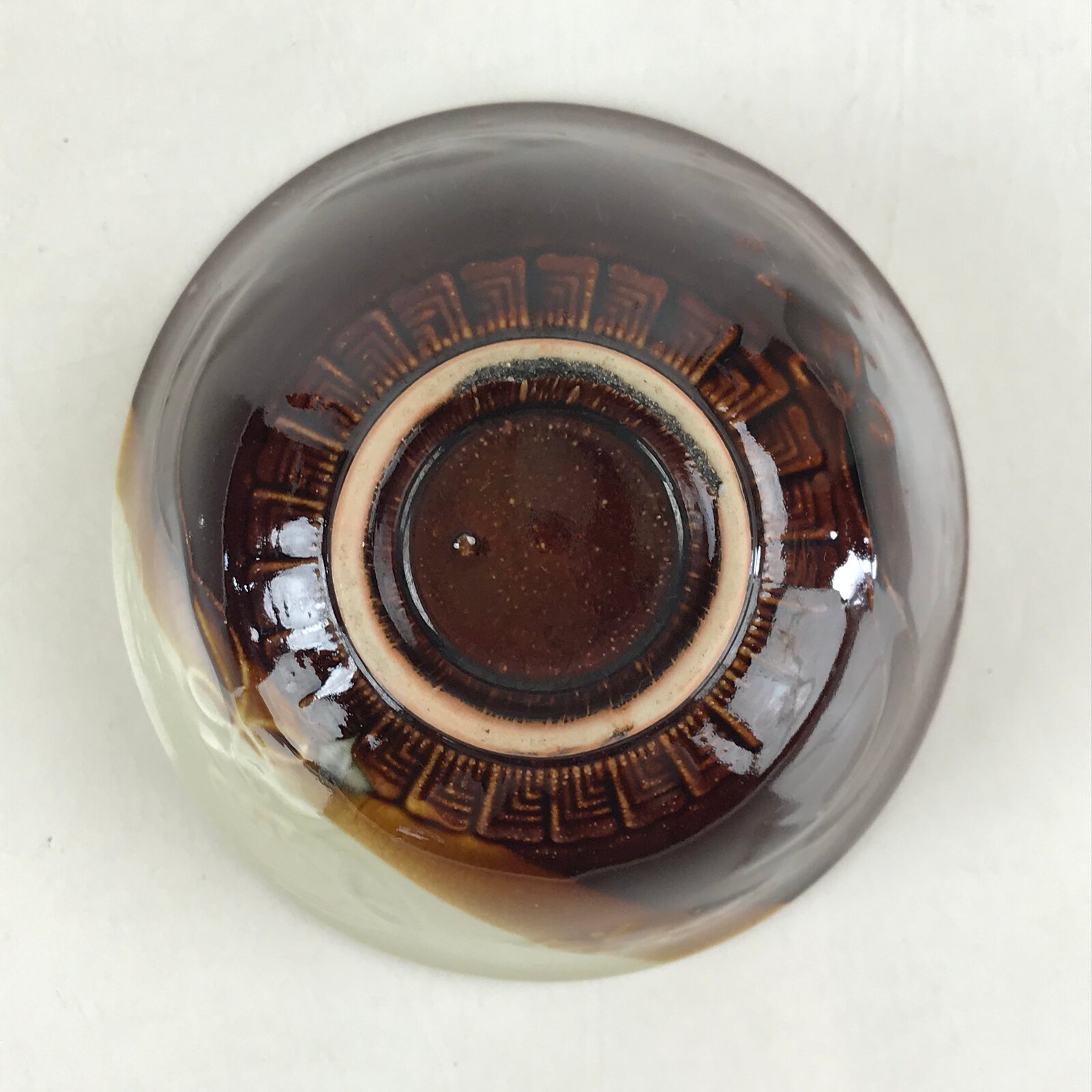 Japanese Ceramic Hasami Ware Rice Bowl Vtg Chawan Pottery Brown Yakimono PY431