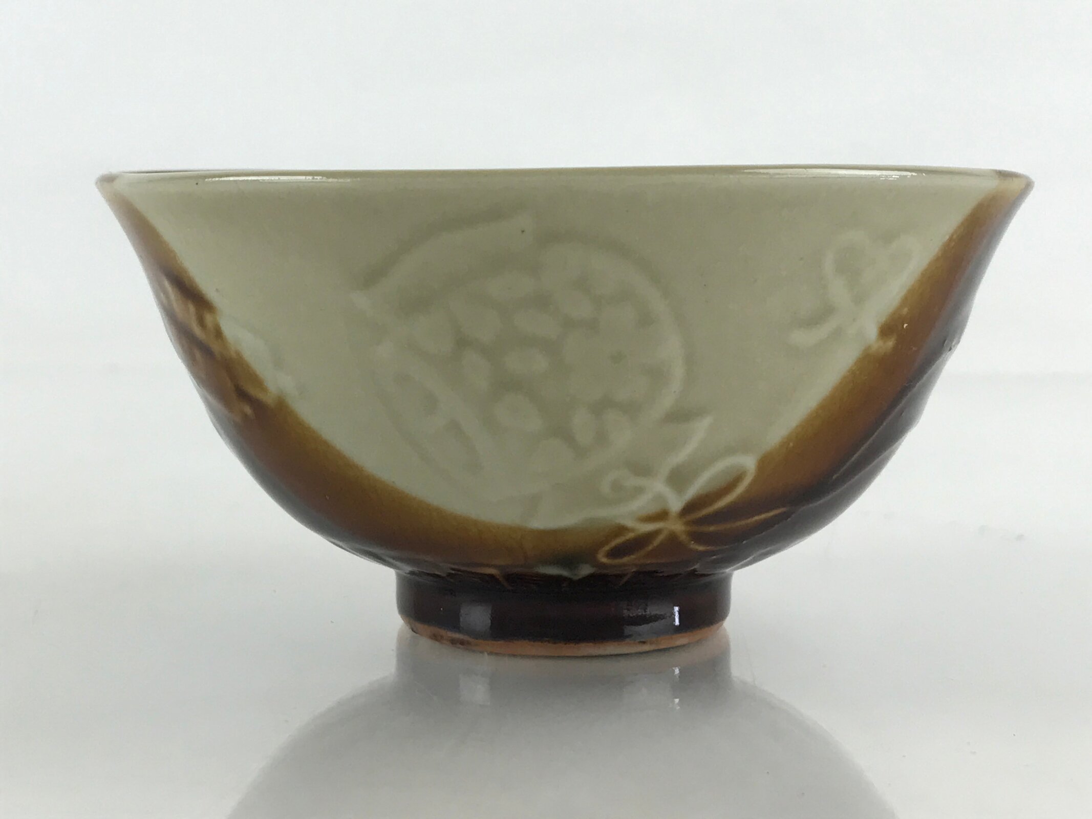 Japanese Ceramic Hasami Ware Rice Bowl Vtg Chawan Pottery Brown Yakimono PY431