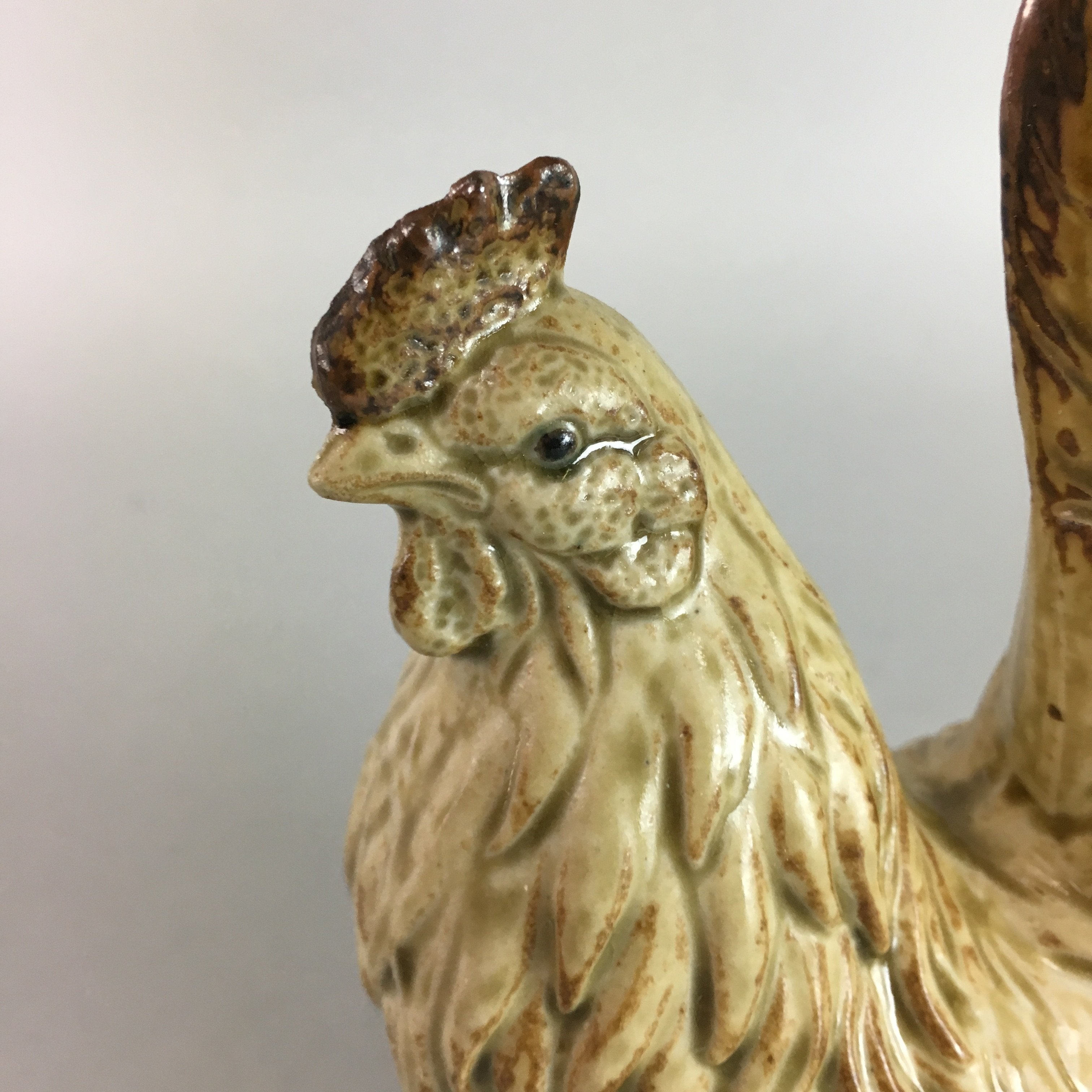 Japanese Ceramic Hen Statue Vtg Seto ware Pottery Bird SculptureOkimono BD470