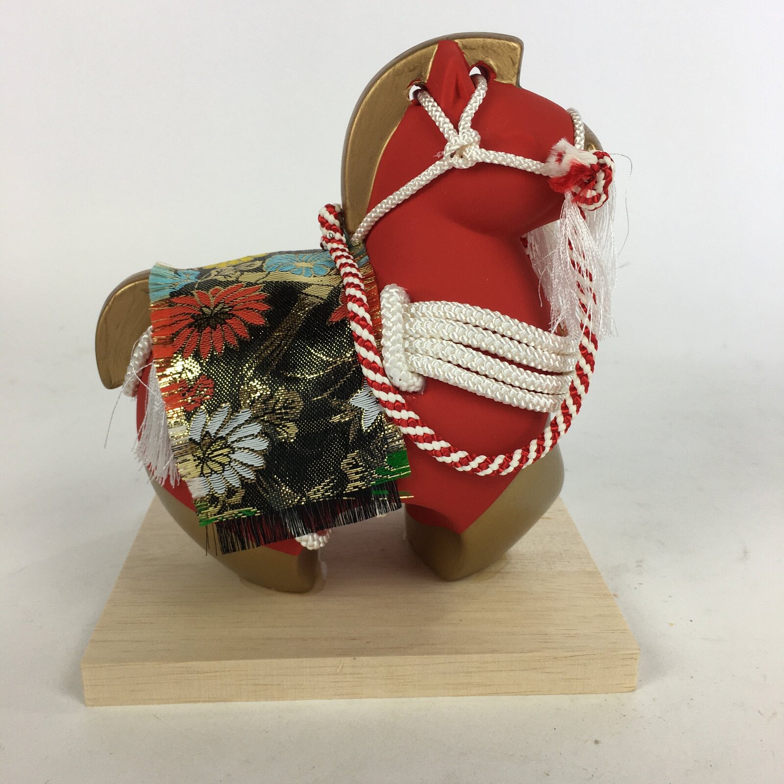 Japanese Ceramic Horse Statue Vtg Pottery Lucky Charm Kaiunshussegoma BD657