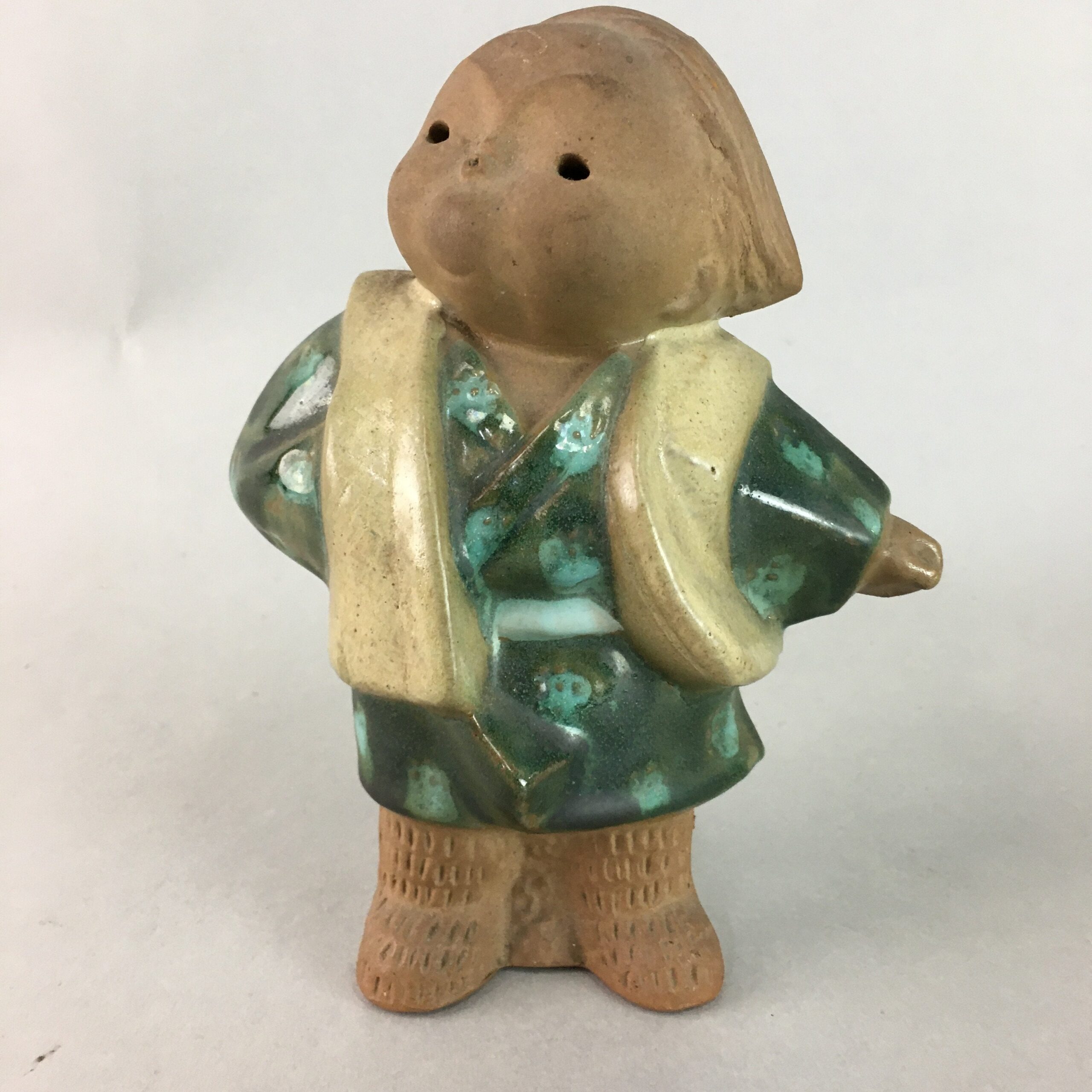 Japanese Ceramic Kimono Child Statue Tokoname ware Vtg Pottery Okimono BD533