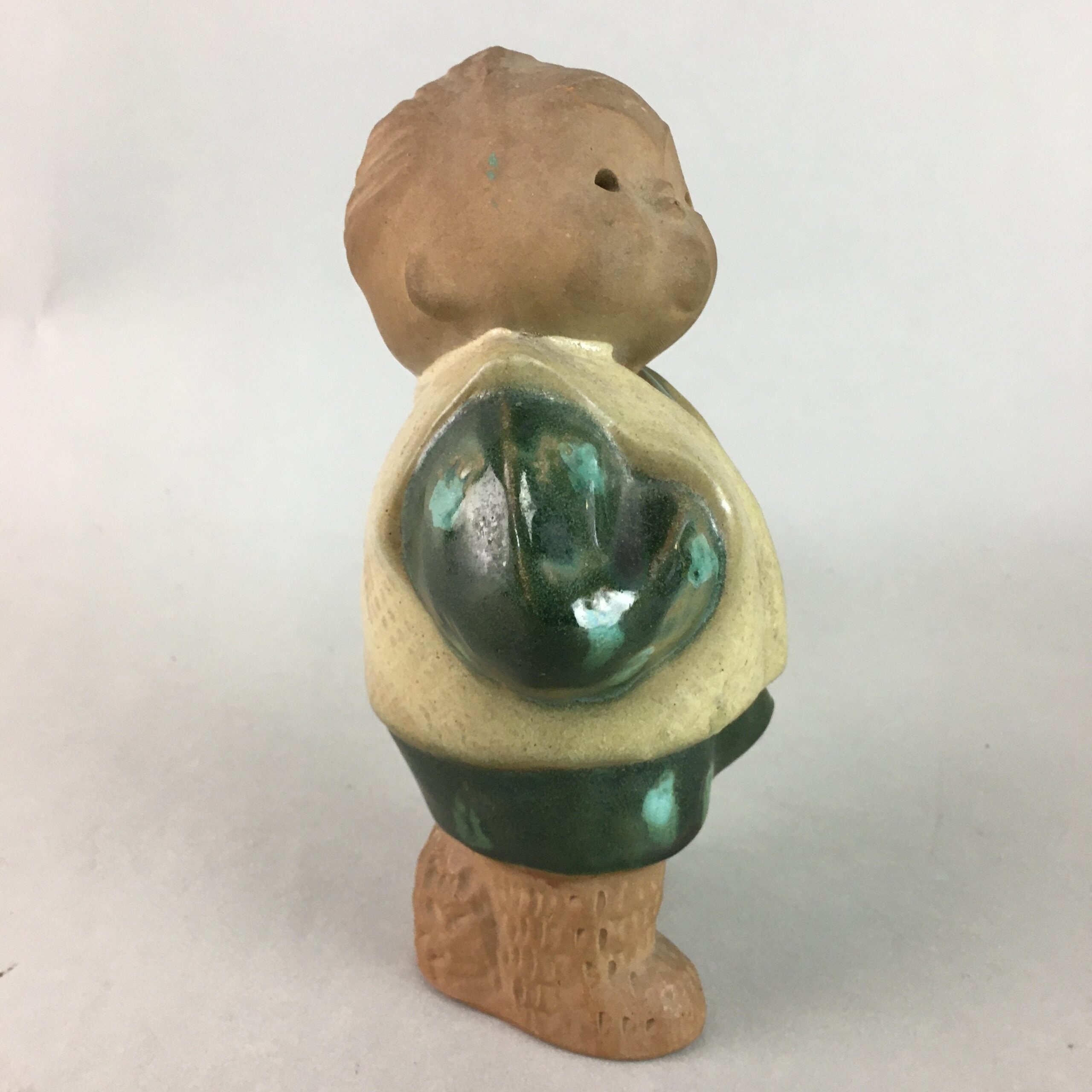 Japanese Ceramic Kimono Child Statue Tokoname ware Vtg Pottery Okimono BD533