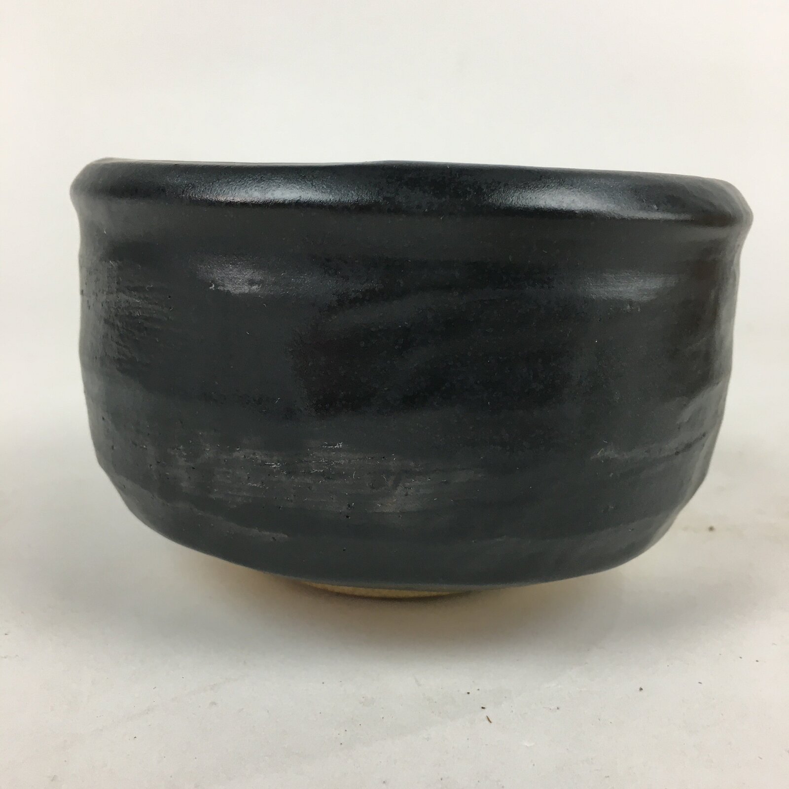 Japanese Ceramic Kuro-Oribe Green Tea Bowl Vtg Chawan Boxed Pottery PX603