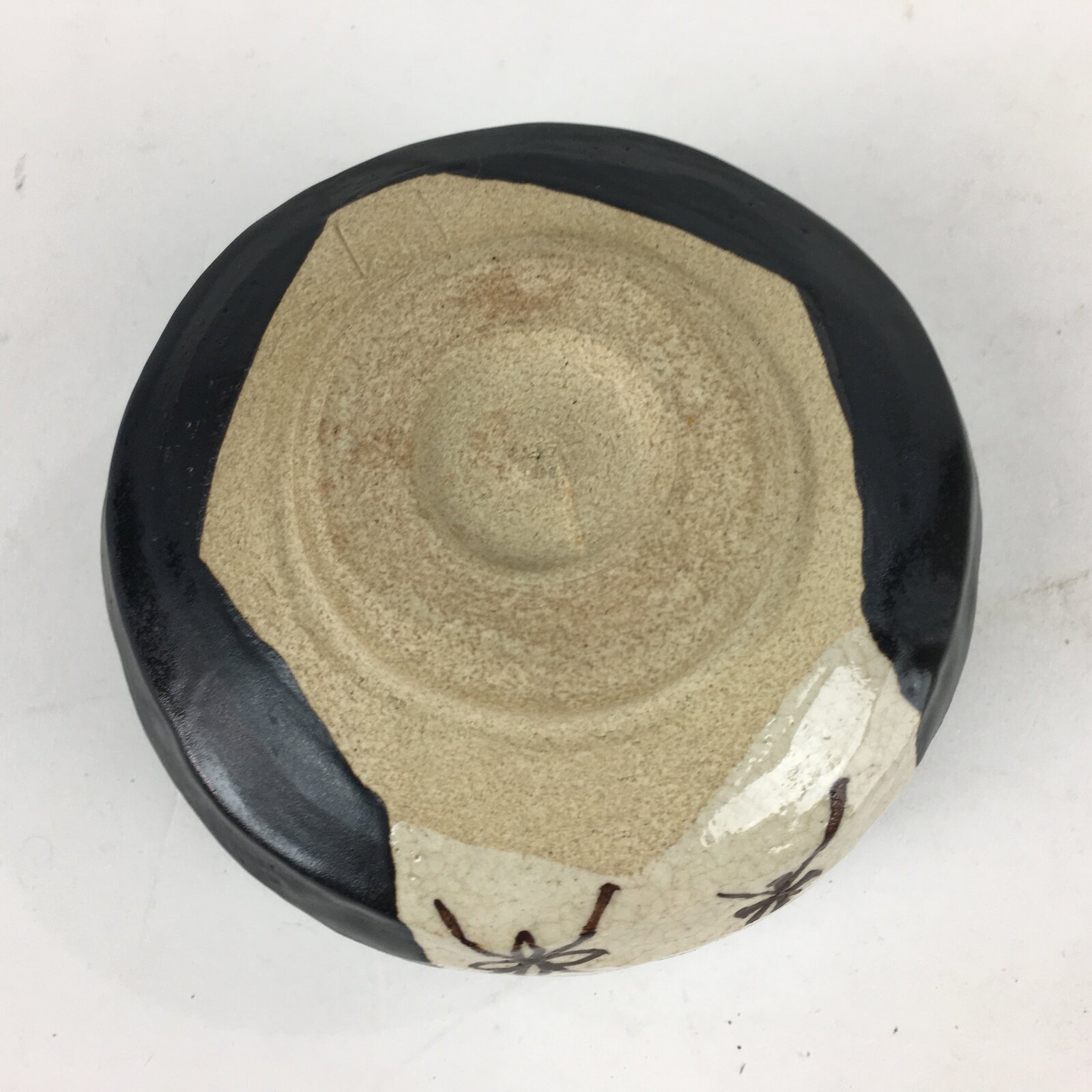 Japanese Ceramic Kuro-Oribe Green Tea Bowl Vtg Chawan Boxed Pottery PX603