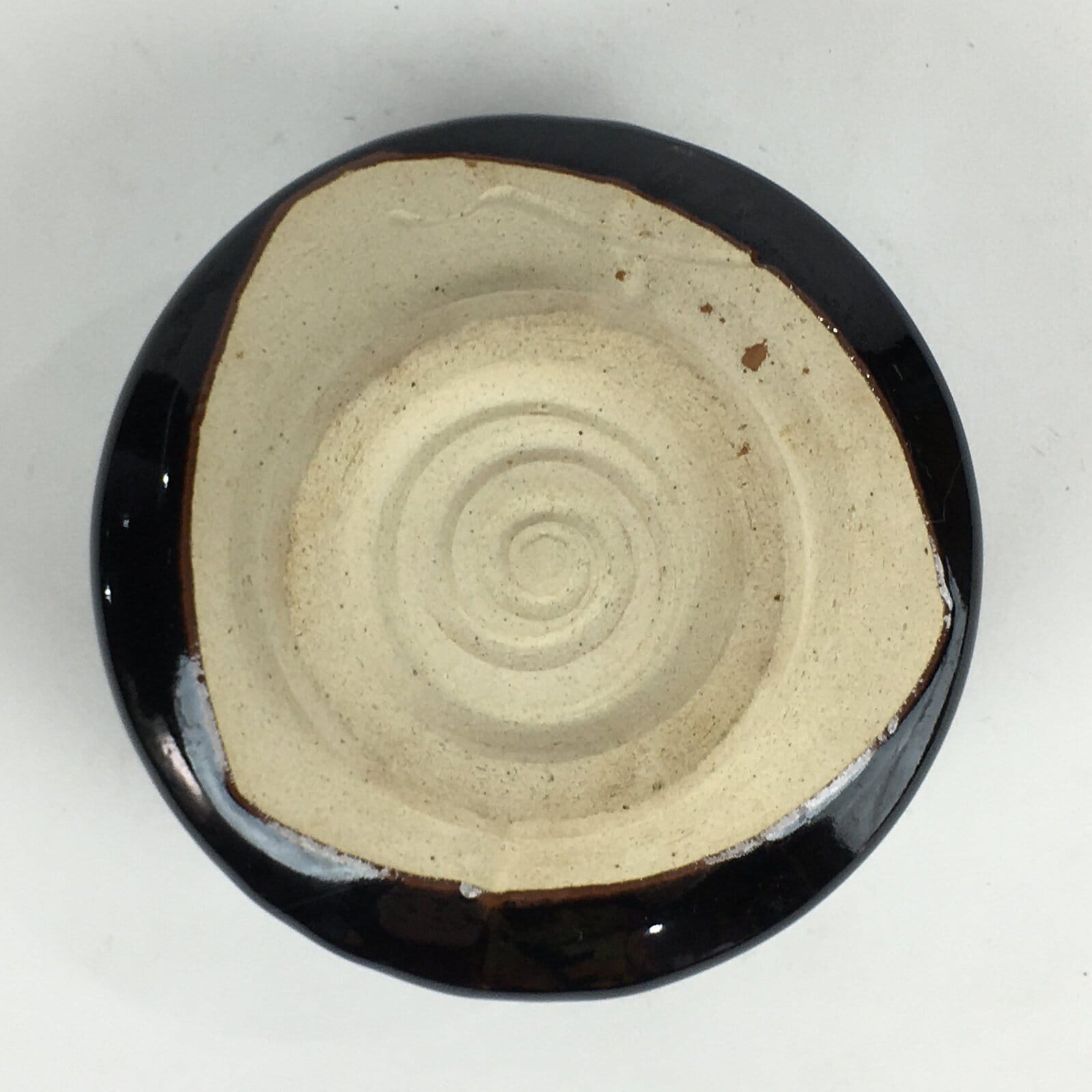 Japanese Ceramic Kuroraku Tea Ceremony Green Tea Bowl Vtg Chawan GTB925