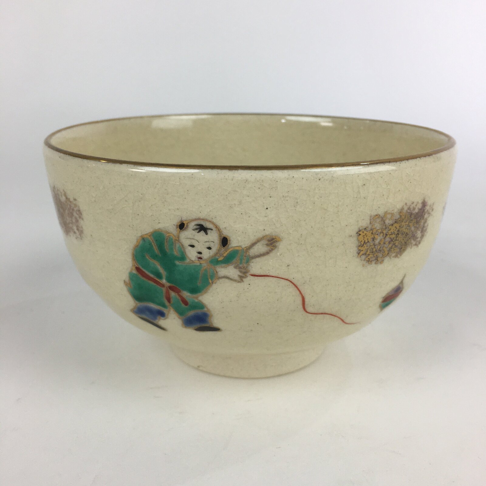 Japanese Ceramic Kyo Ware Tea Ceremony Green Tea Bowl Vtg Chawan GTB923