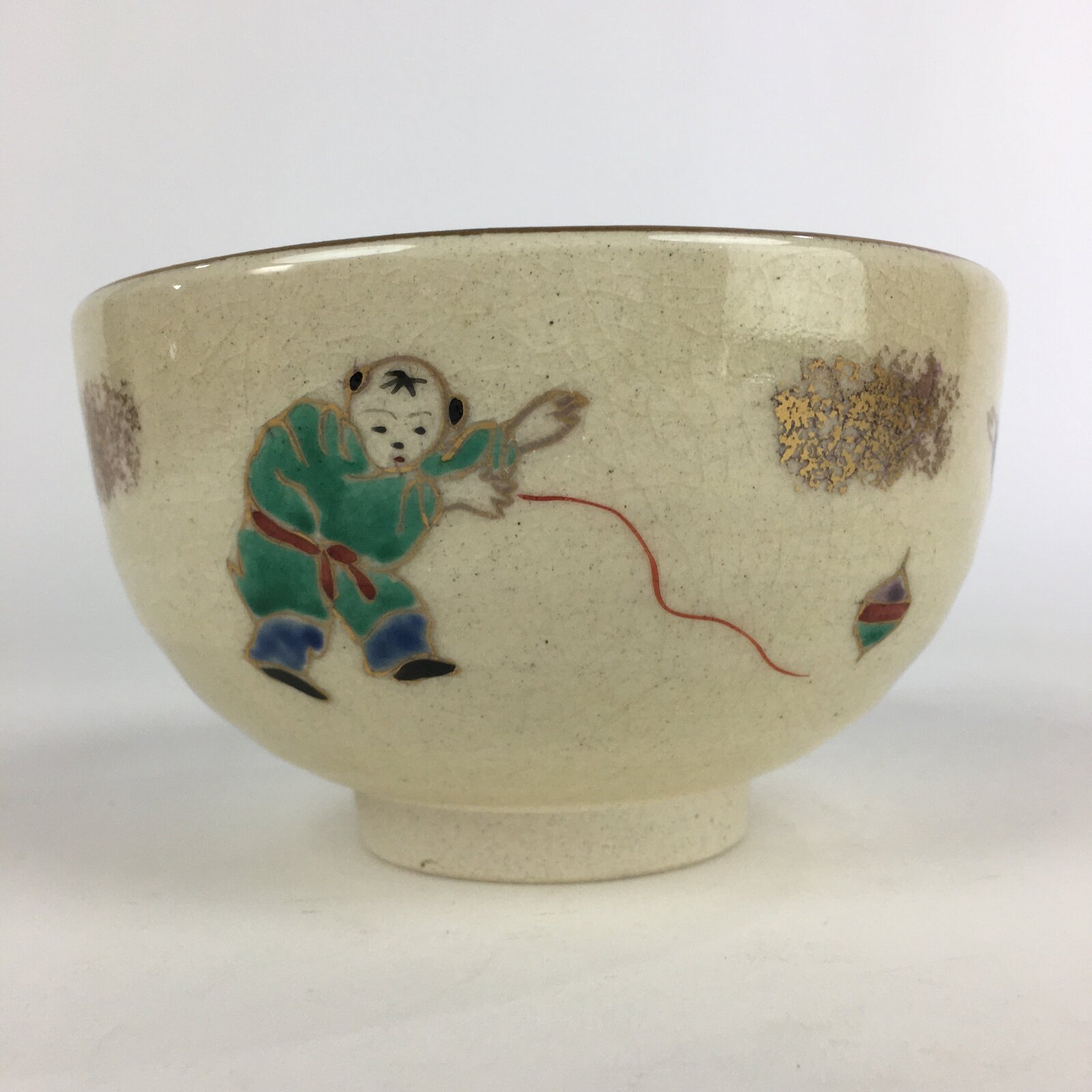 Japanese Ceramic Kyo Ware Tea Ceremony Green Tea Bowl Vtg Chawan GTB923