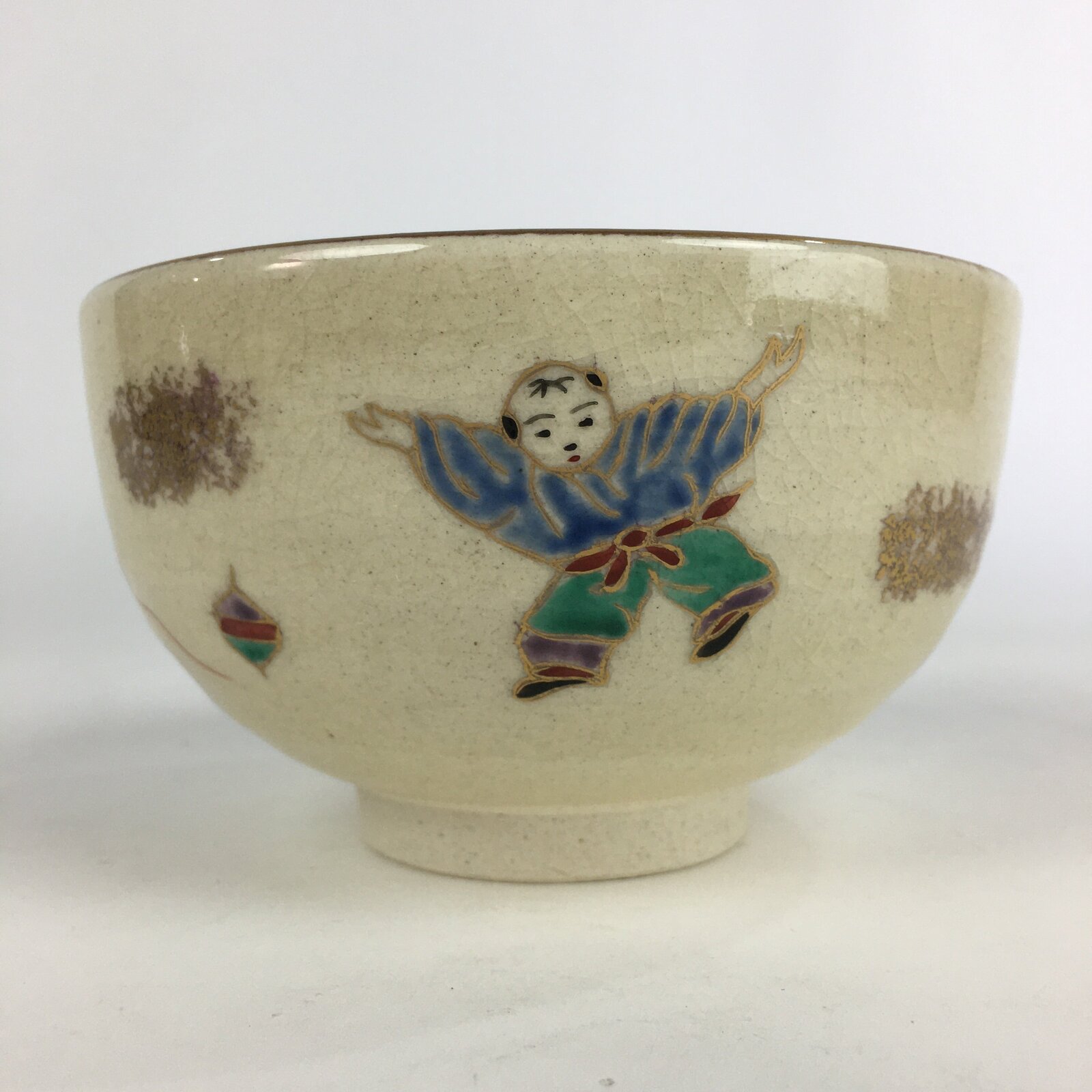 Japanese Ceramic Kyo Ware Tea Ceremony Green Tea Bowl Vtg Chawan GTB923