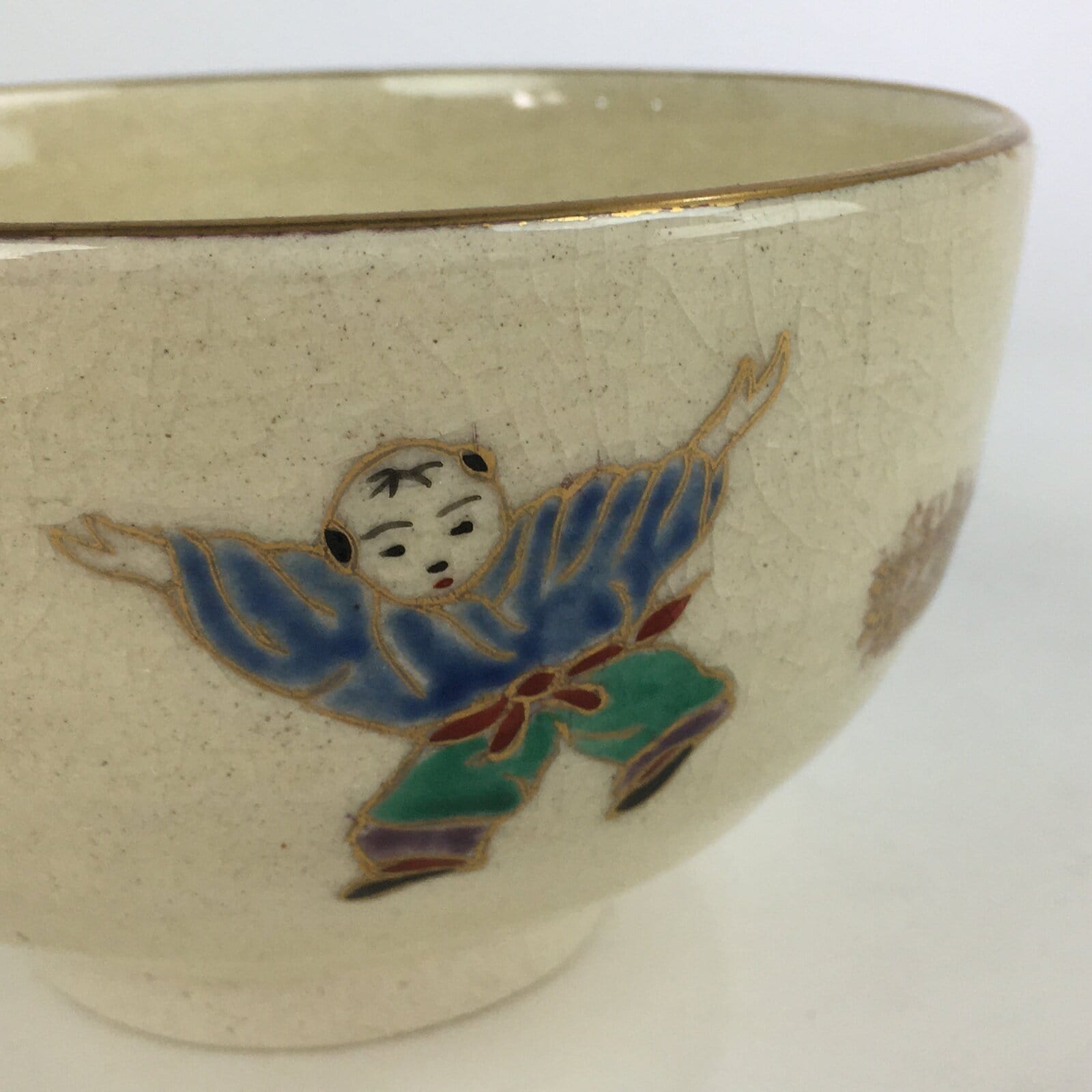 Japanese Ceramic Kyo Ware Tea Ceremony Green Tea Bowl Vtg Chawan GTB923