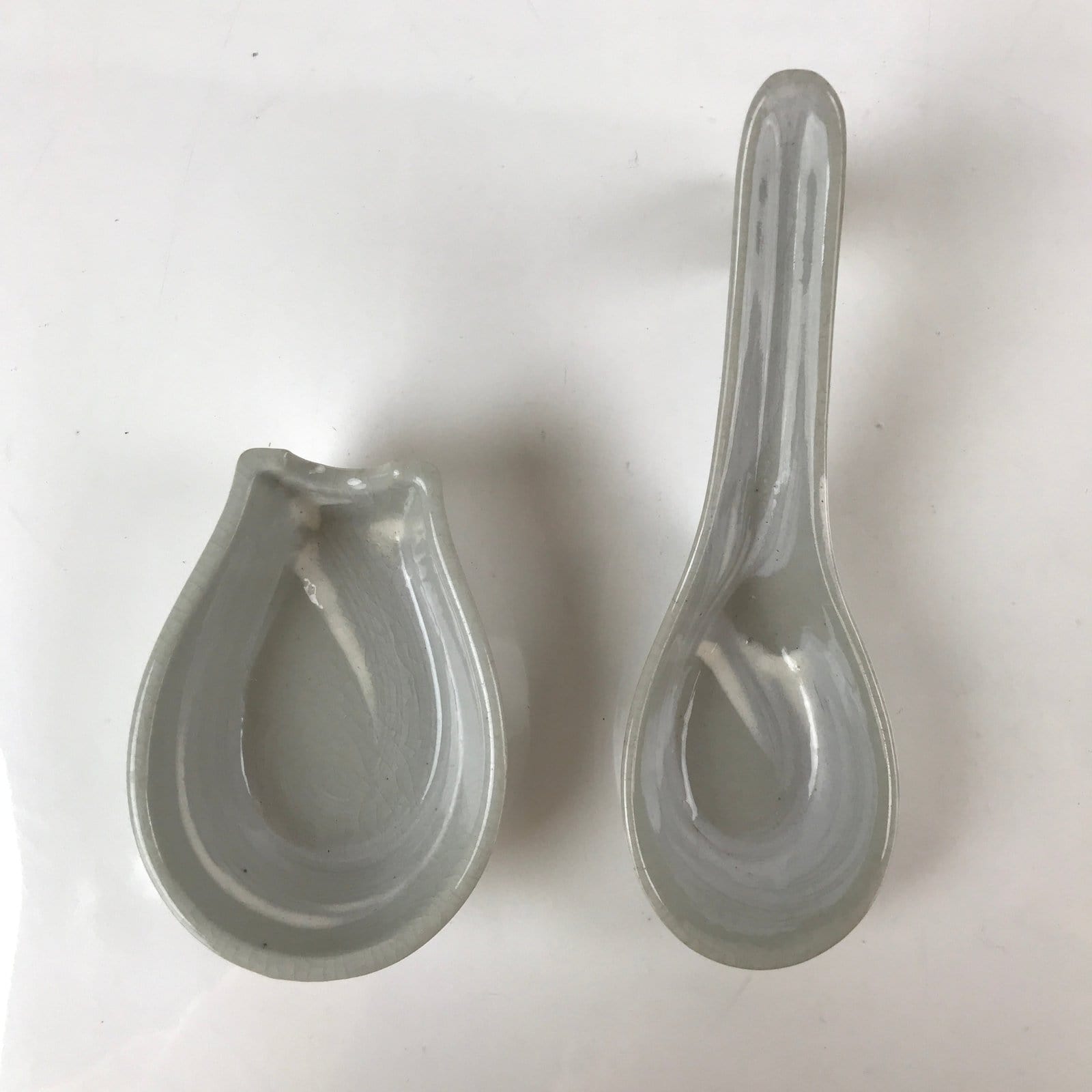 Japanese Ceramic Large Spoon W/ Stand Vtg Nabe Ramen Noodle Soup Gray PY875