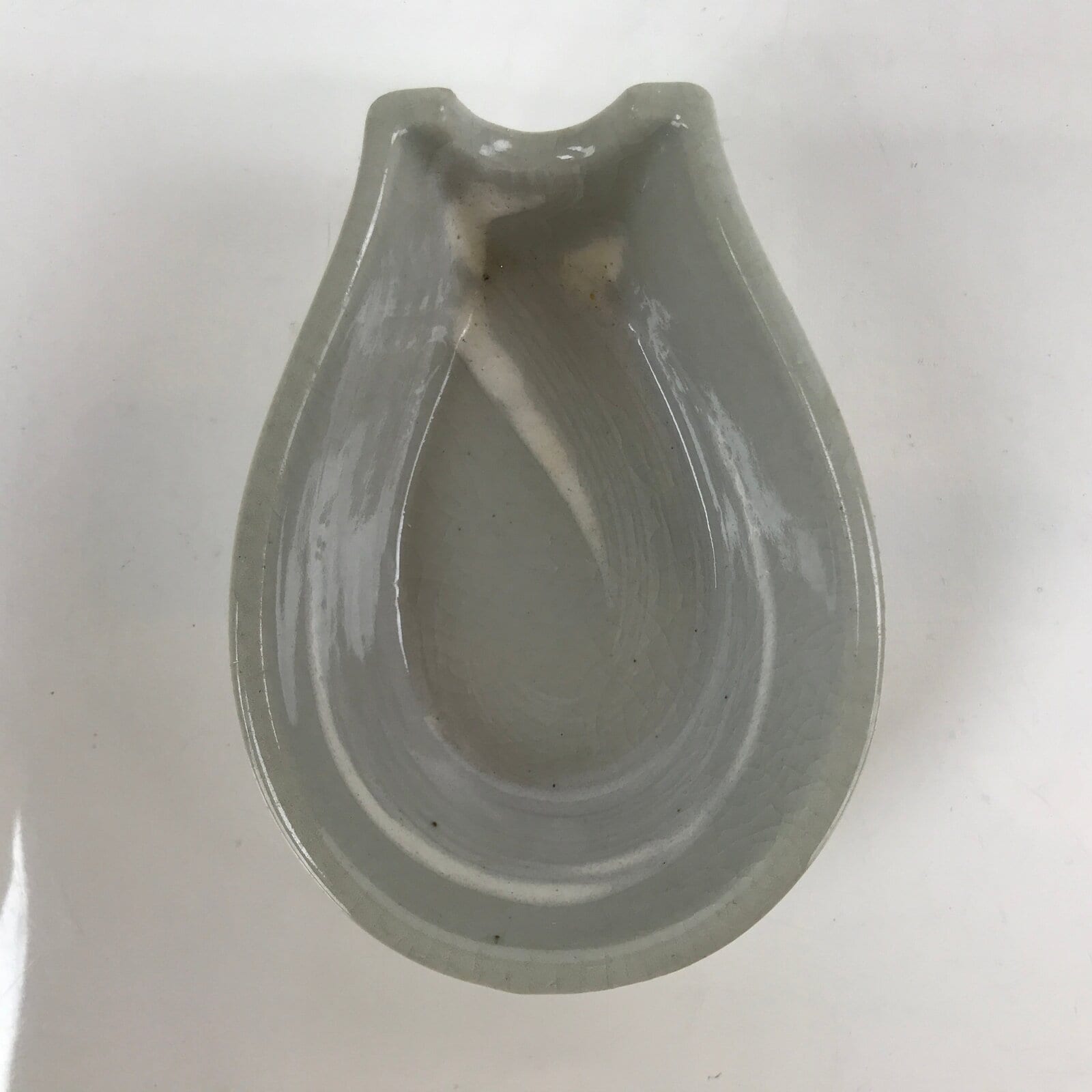 Japanese Ceramic Large Spoon W/ Stand Vtg Nabe Ramen Noodle Soup Gray PY875