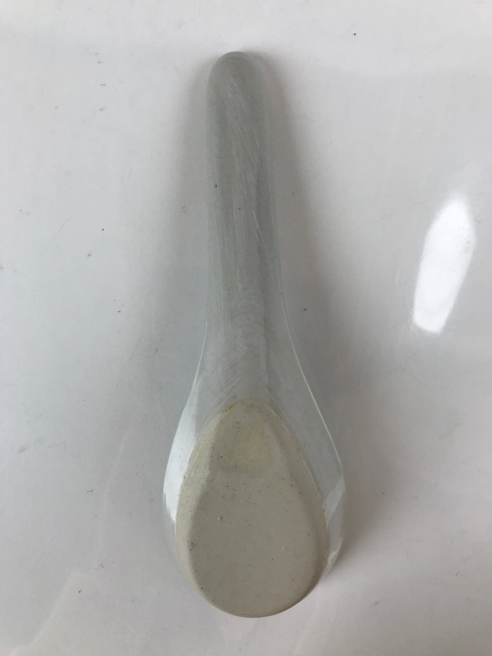 Japanese Ceramic Large Spoon W/ Stand Vtg Nabe Ramen Noodle Soup Gray PY876