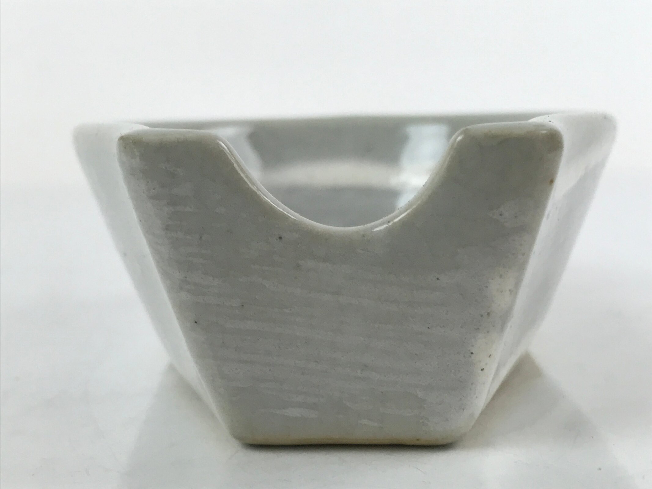 Japanese Ceramic Large Spoon W/ Stand Vtg Nabe Ramen Noodle Soup Gray PY876