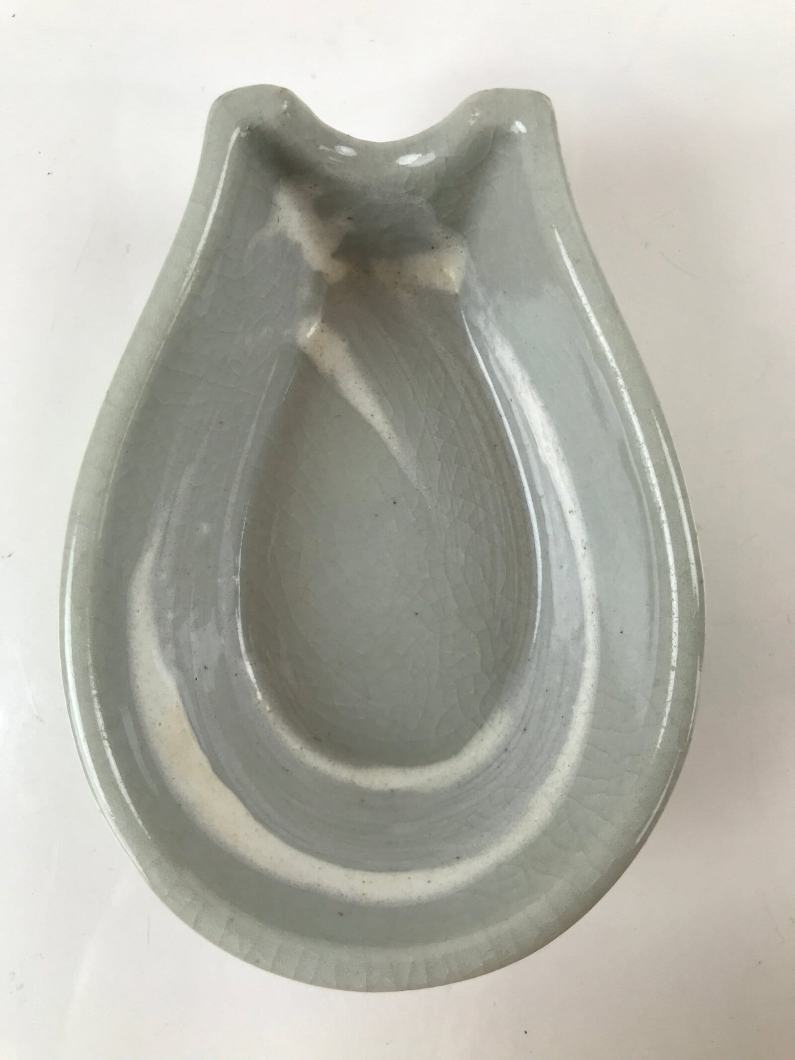 Japanese Ceramic Large Spoon W/ Stand Vtg Nabe Ramen Noodle Soup Gray PY876