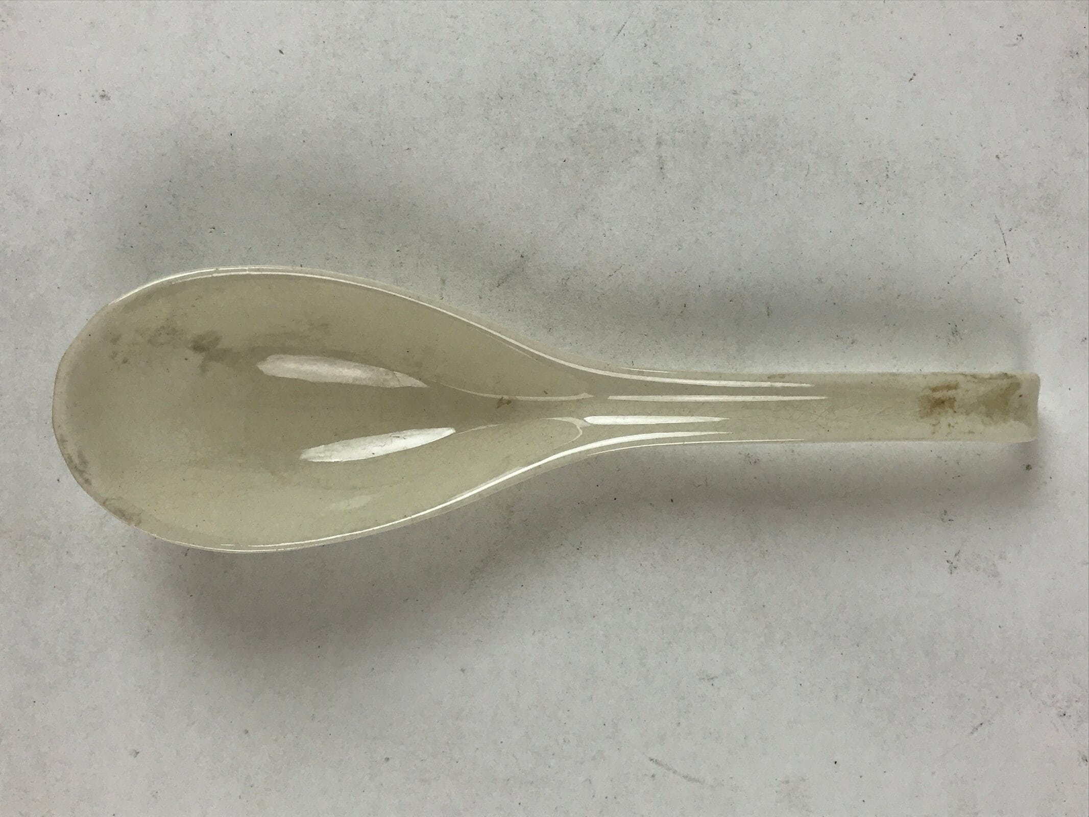 Japanese Ceramic Large Spoon W/ Stand Vtg Ramen Noodle Soup White Black PY558