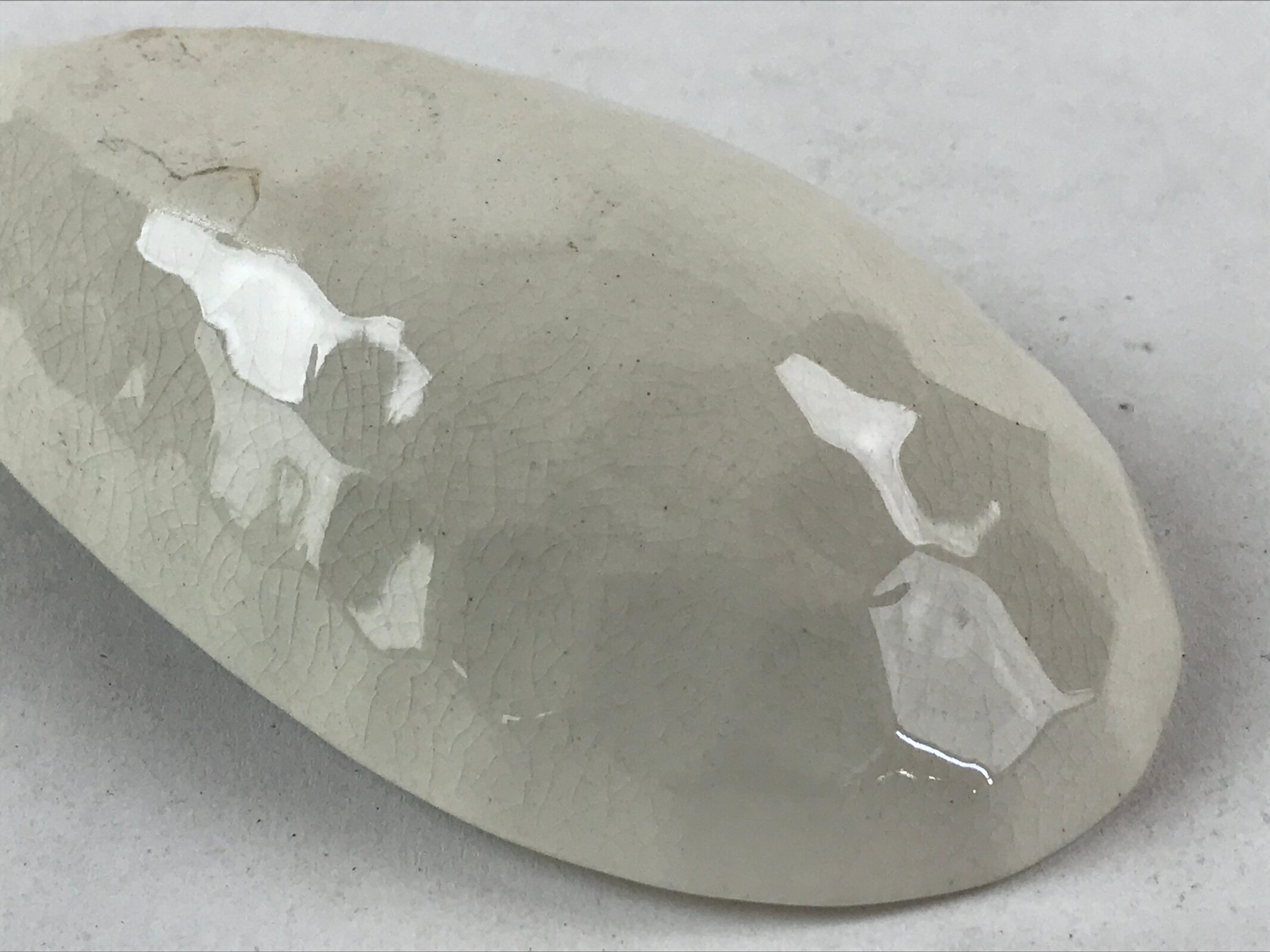 Japanese Ceramic Large Spoon W/ Stand Vtg Ramen Noodle Soup White Black PY558